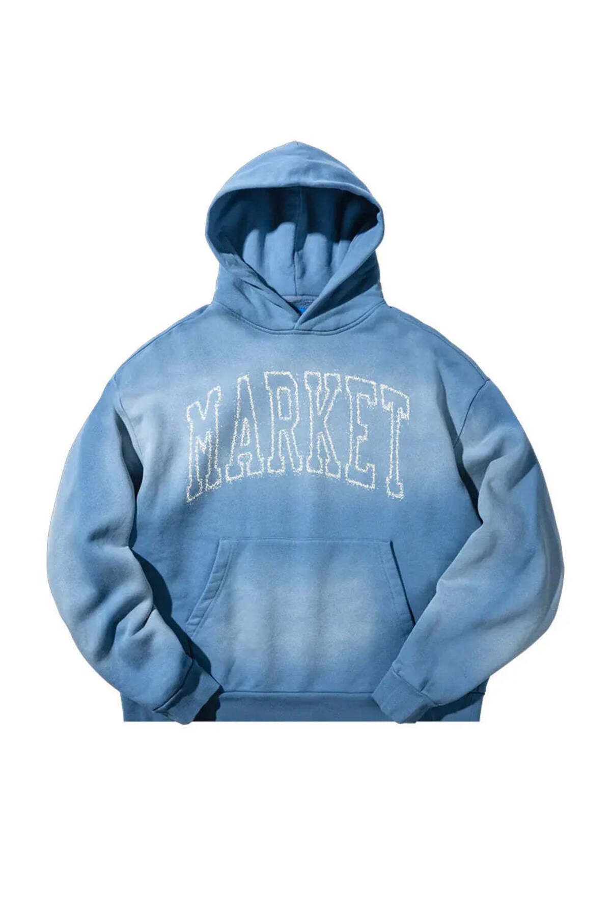 American Rag Cie Erkekler İçin Static Arc Kapüşonlu Sweatshirt - Gök Mavisi, Rahat Tasarım