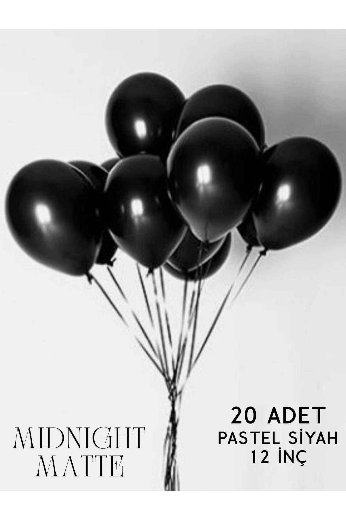 Mielibon Pastel Siyah Balon Seti – 12 İnç | Parti ve Organizasyon Balonları
