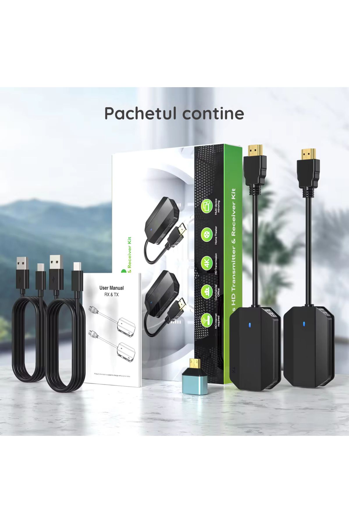 Clavi-HDMI wireless extender adapter set with transmitter and receiver, Full HD, 1080p, 60Hz 4