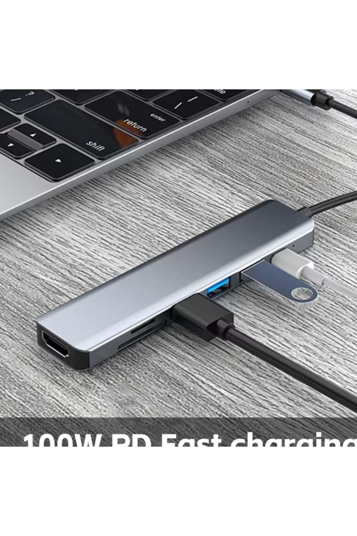 ACL USB-C 7 in 1 Çoklayıcı PD100W Hızlı Şarjlı 4K 60Hz HDMI USB-A SD Kart Girişli Adaptör