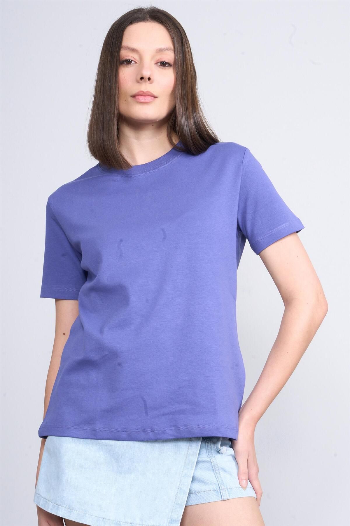 Viomi İkoll 1004625 Alacakaranlık Kadın Bisiklet Yaka Basic T-Shirt