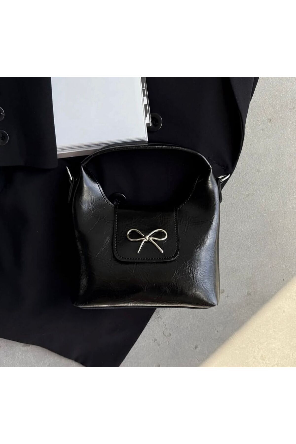bag Kadın fiyonk detaylı mini el ve omuz çantası