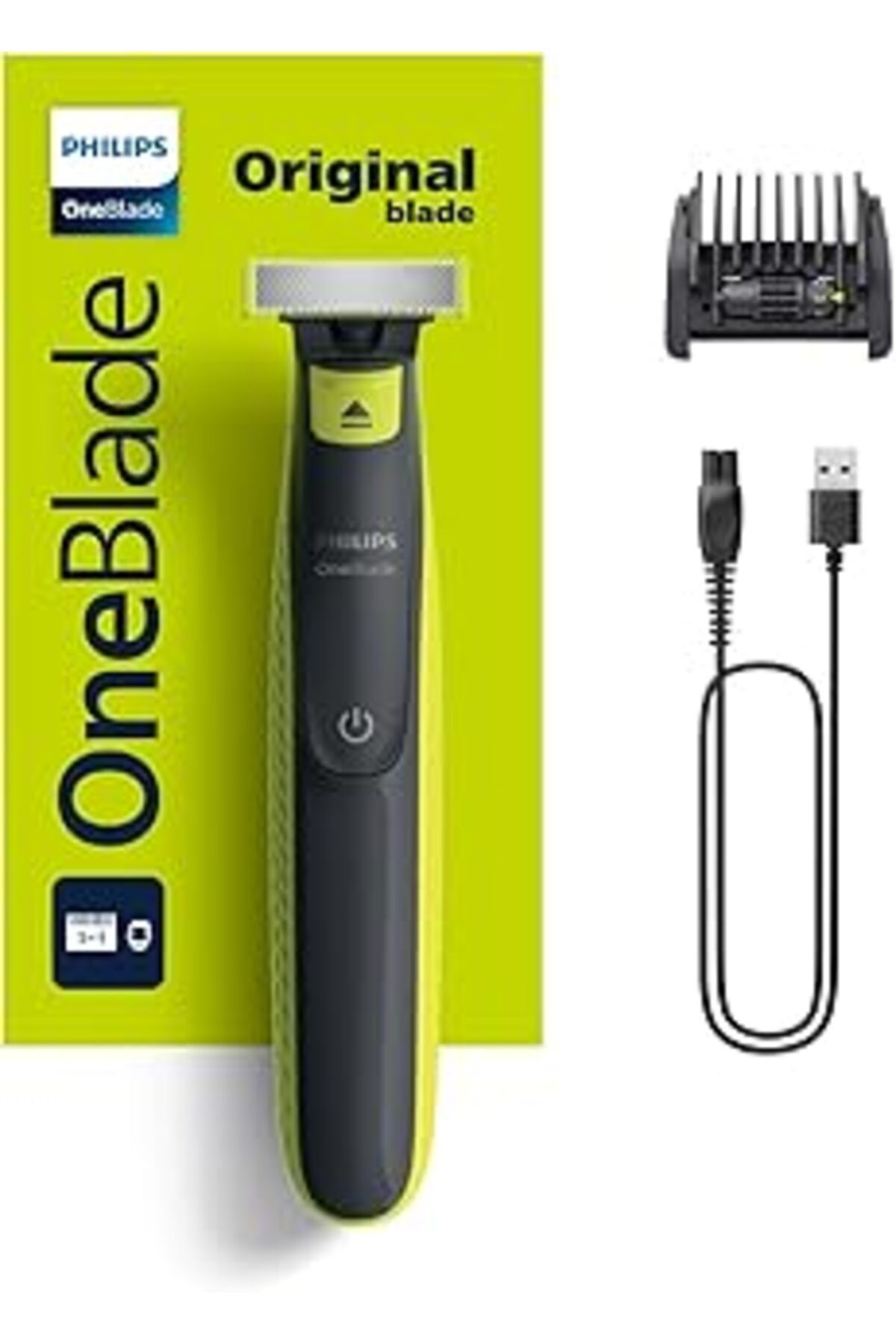 Qedii Oneblade Qp2724/20 Yüz Hibrit Tıraş Makinesi, Misket Limonu Yeşili, Kömür Grisi