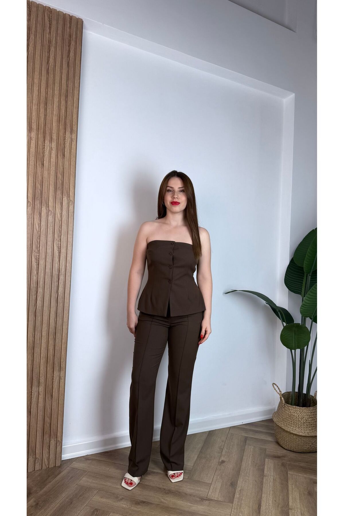songül özdeş Yeni Sezon Straplez Yelek Takım