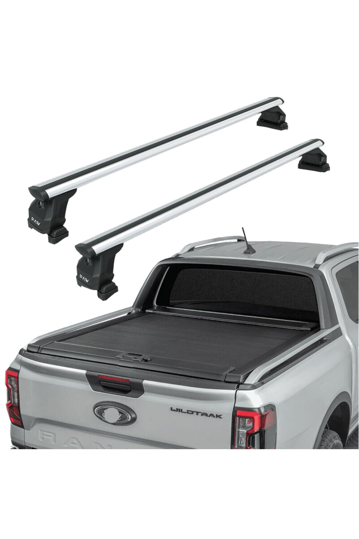 auto paw SsangYong Musso Grand Kasa Üstü Bed Rack Taşıyıcı Bar – Gri | Kilitli Sistem | Vida Montajlı