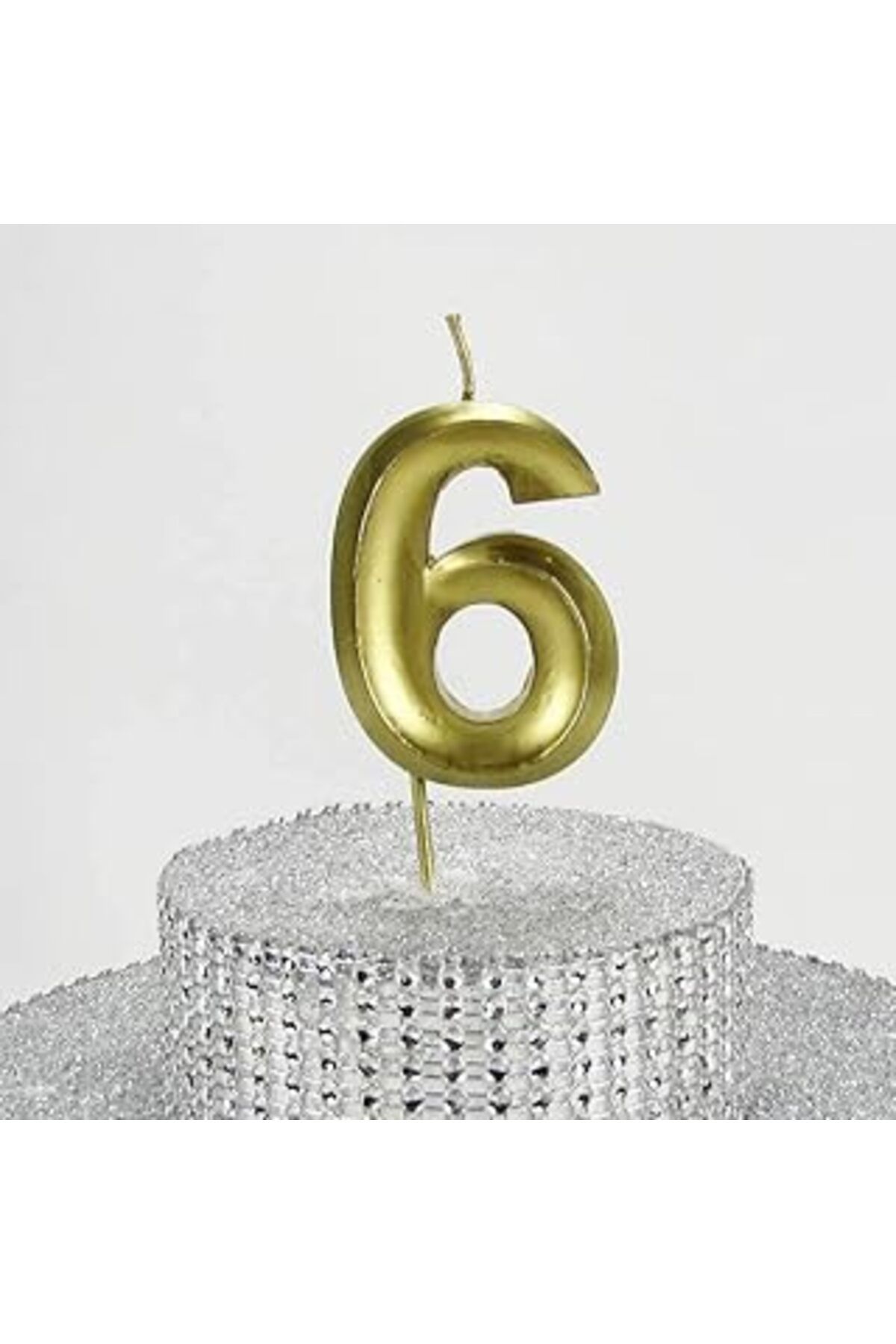 ASİTAN Parti Vitrini 6 Altı Rakamlı Gold (Altın) Mum 6.5 Cm