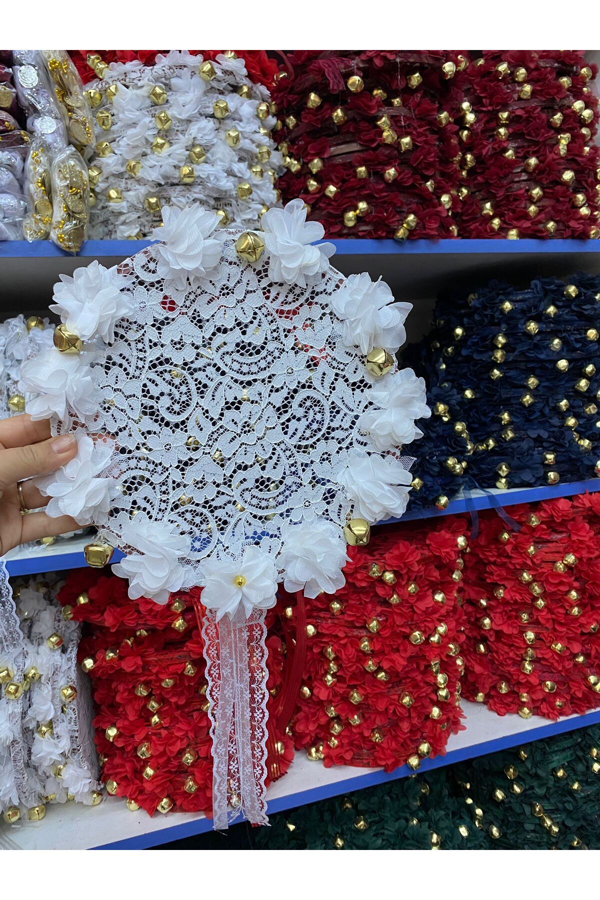 SİON Butik & Event Dantel Süslemeli Gelin, Nedime Tefi, Düğün Kına Bride..1 ADET