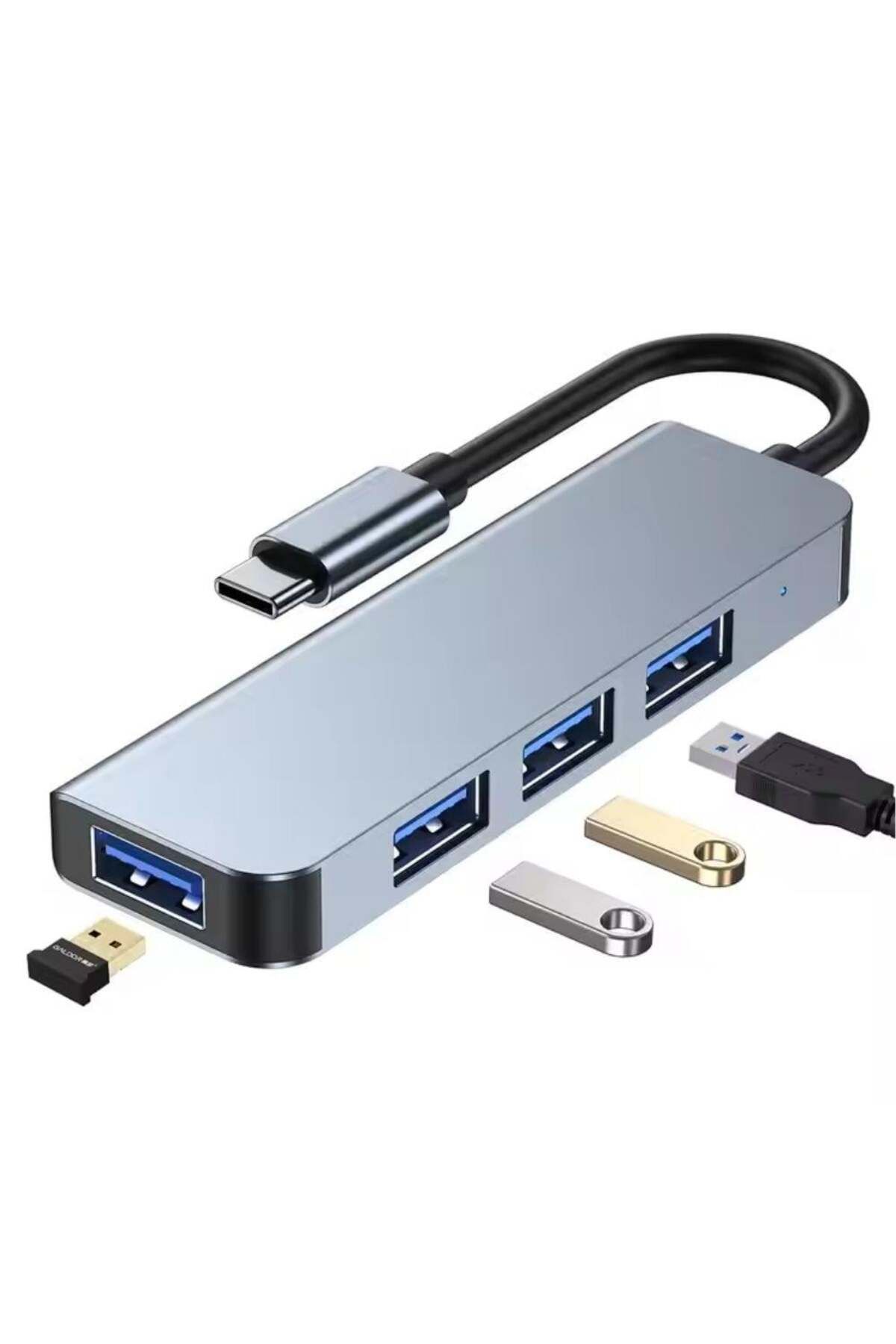 ACL USB-C Çoklayıcı 4xUSB-A 3.0 Portlu Yüksek Hızlı Veri Aktarımlı Metal Gövdeli Adaptör