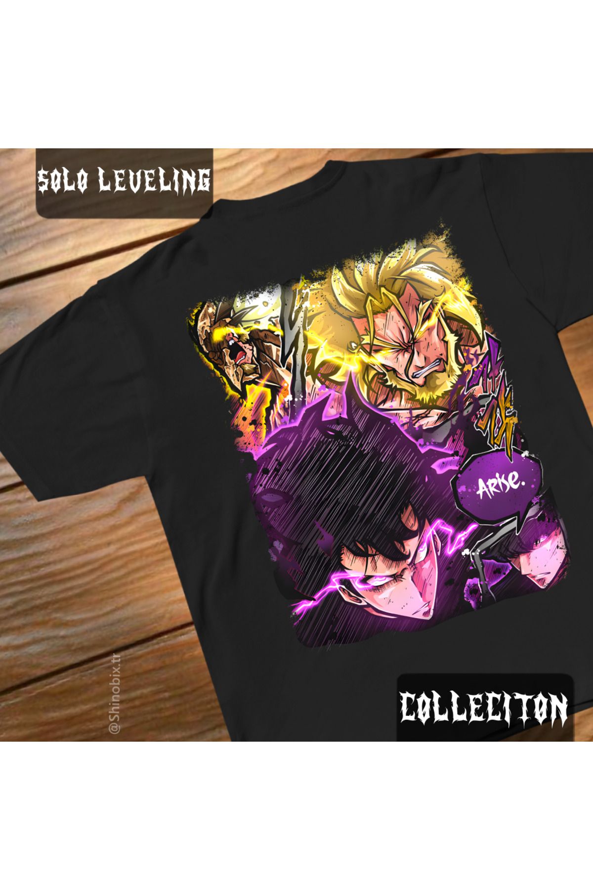 SHINOBIX Solo Leveling Anime Sung jin Woo, Thoams Andre Oversize Baskılı T-Shirt