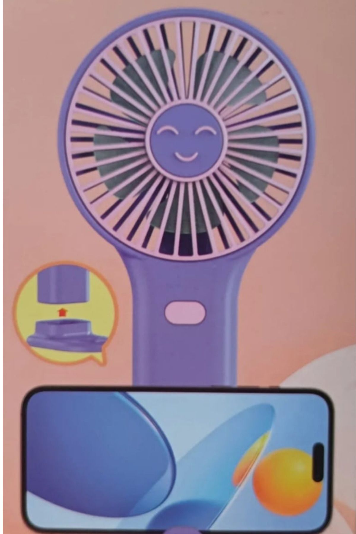 KEREMİNModaRuhu Taşınabilir USB Şarjlı Masaüstü Mini Fan- Telefon Tutacağı