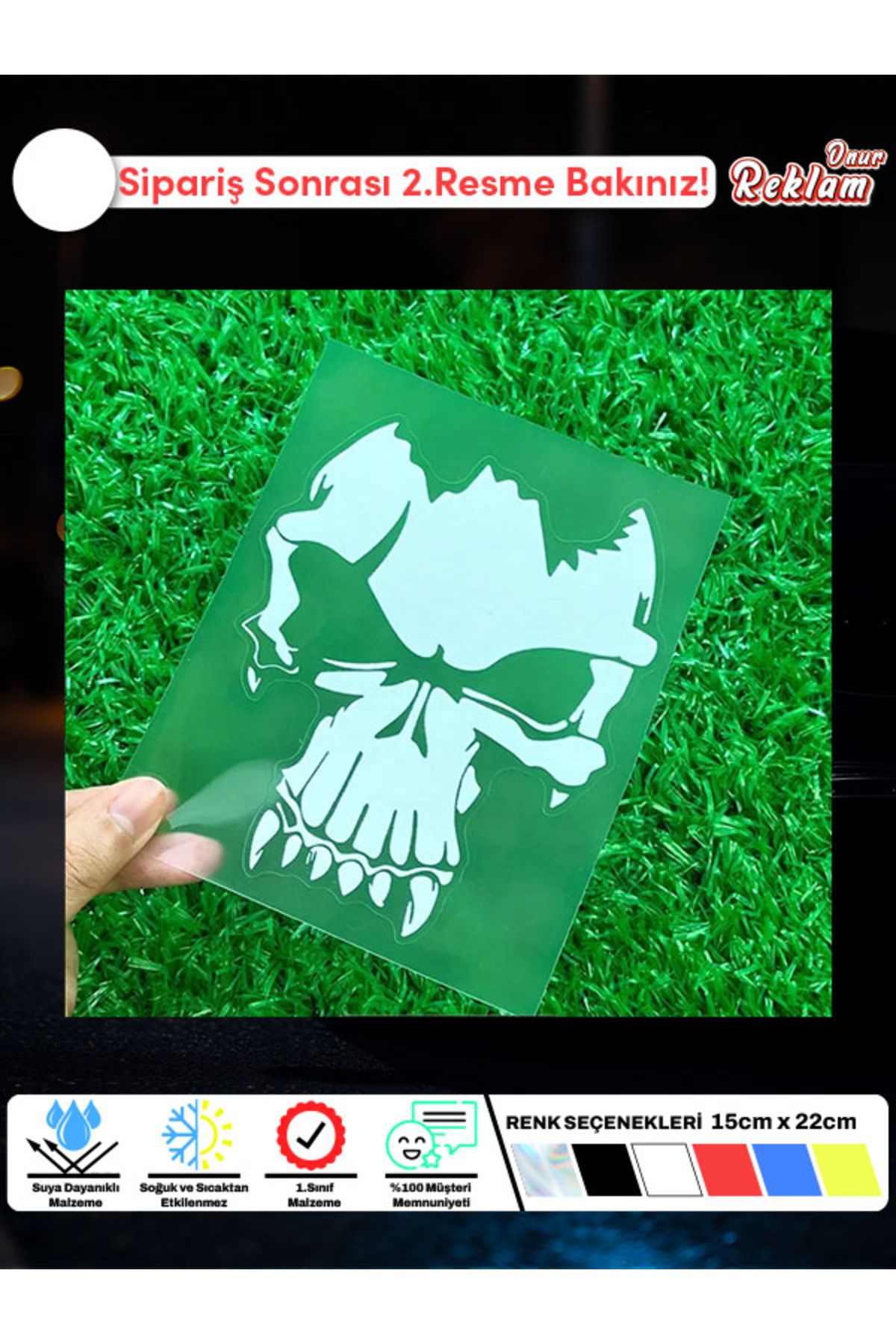 Onur Reklam Joker Kafatası Tasarımlı Araç Sticker – Suya Dayanıklı (15x22 cm)