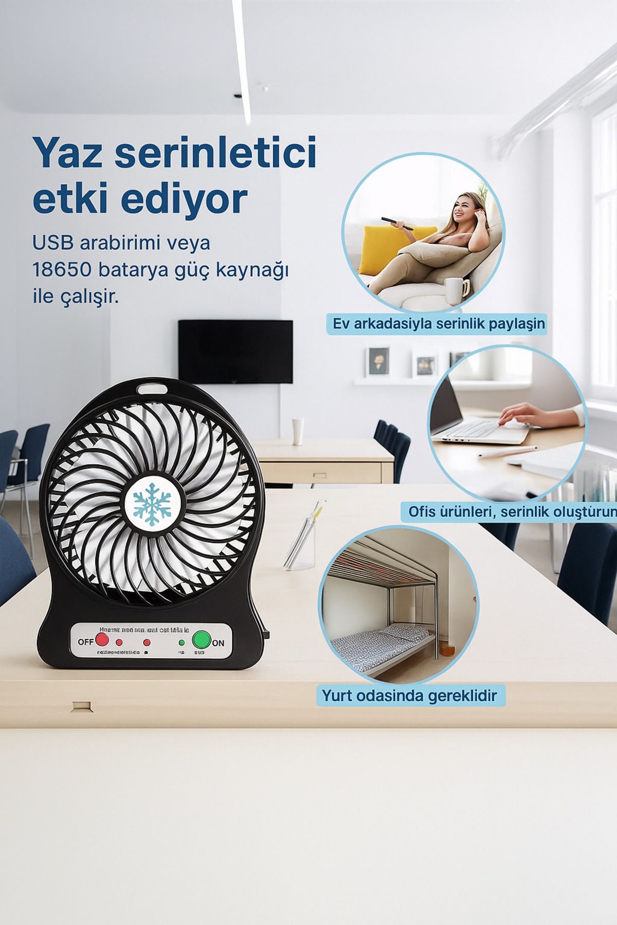 Voxify Taşınabilir USB Şarjlı Mini Fan | Süper Sessiz El Vantilatörü 3 Kademeli - Mix Renk