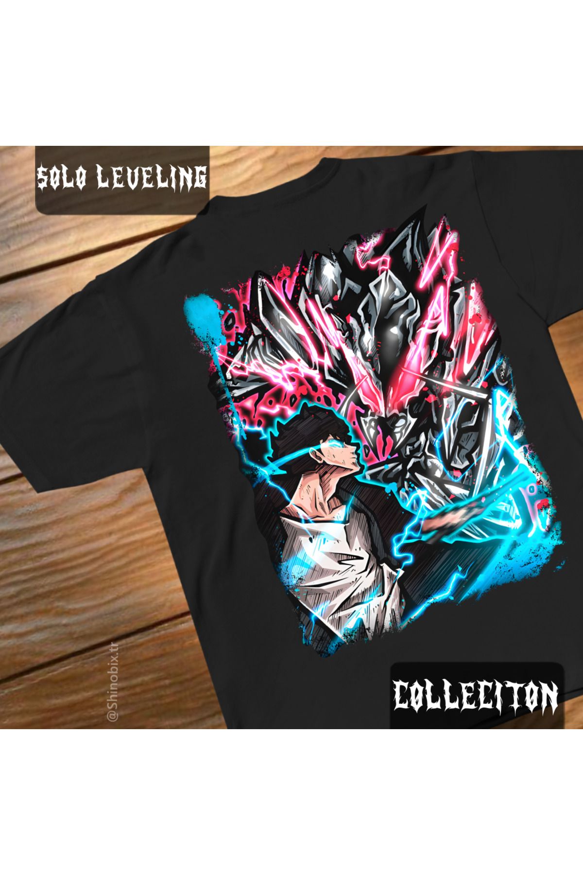 SHINOBIX Solo Leveling Anime Shadow Beru Oversize Baskılı T-Shirt