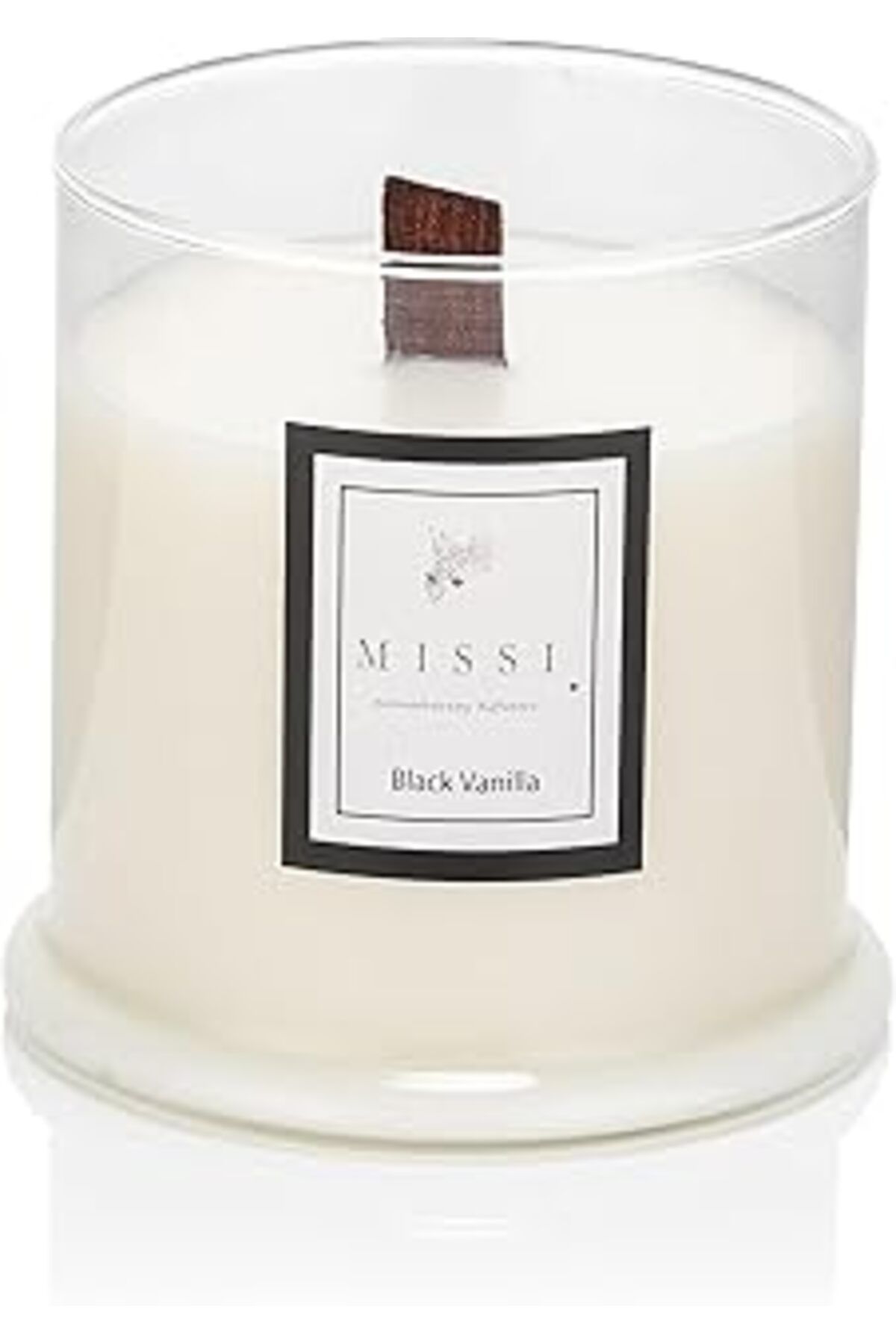 Roses Store Üfleme Cam Ahşap Fitilli Black Vanilya Vegan Mum (140 Gr)