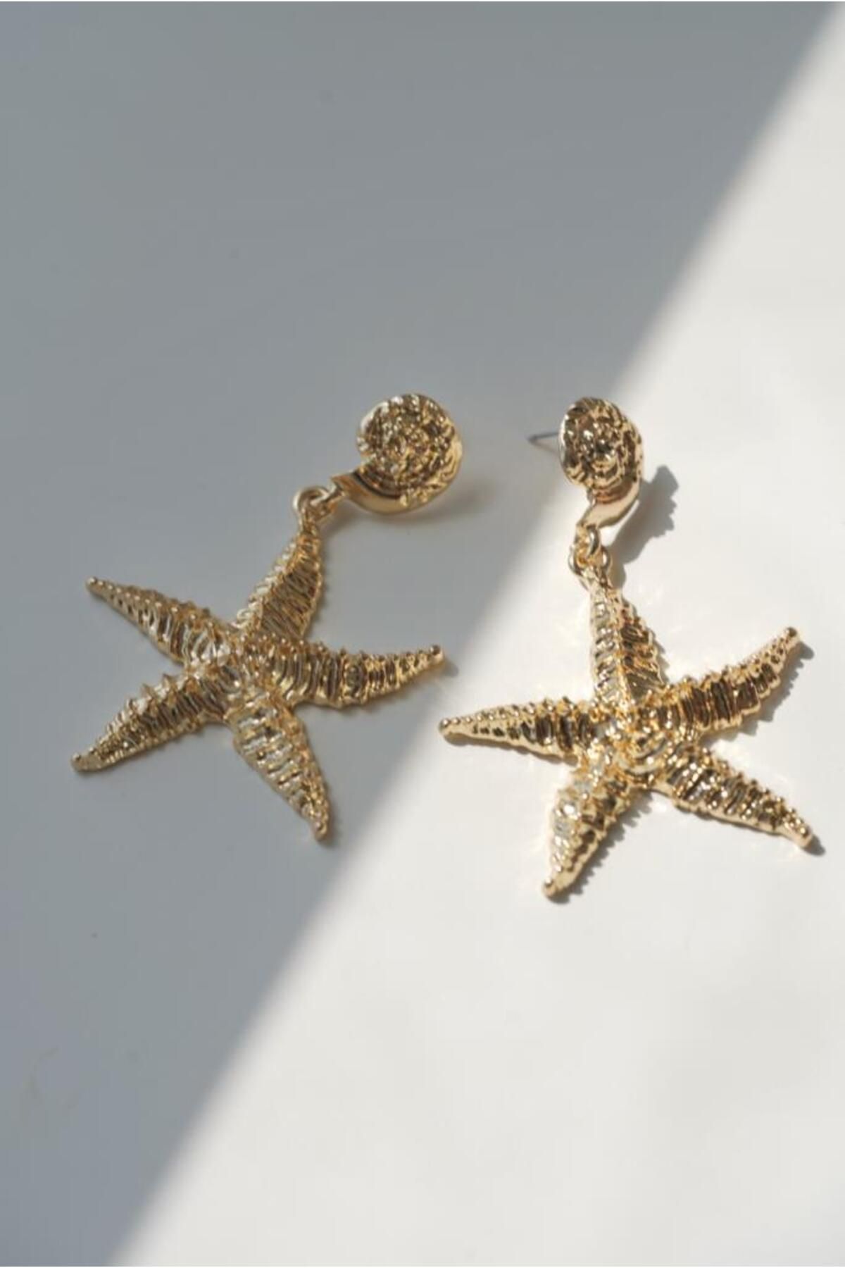 AŞIK ACCESSORIES-Embossed Star Earrings 4