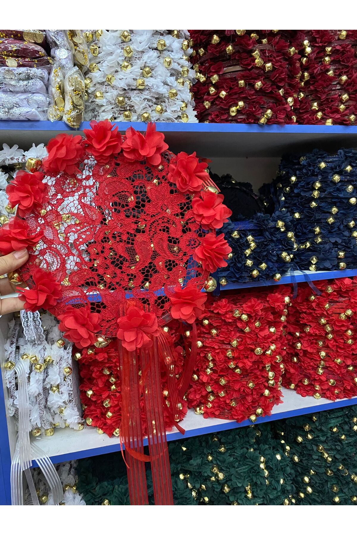 SİON Butik & Event Dantel Süslemeli Gelin, Nedime Tefi, Düğün Kına Bride..1 ADET