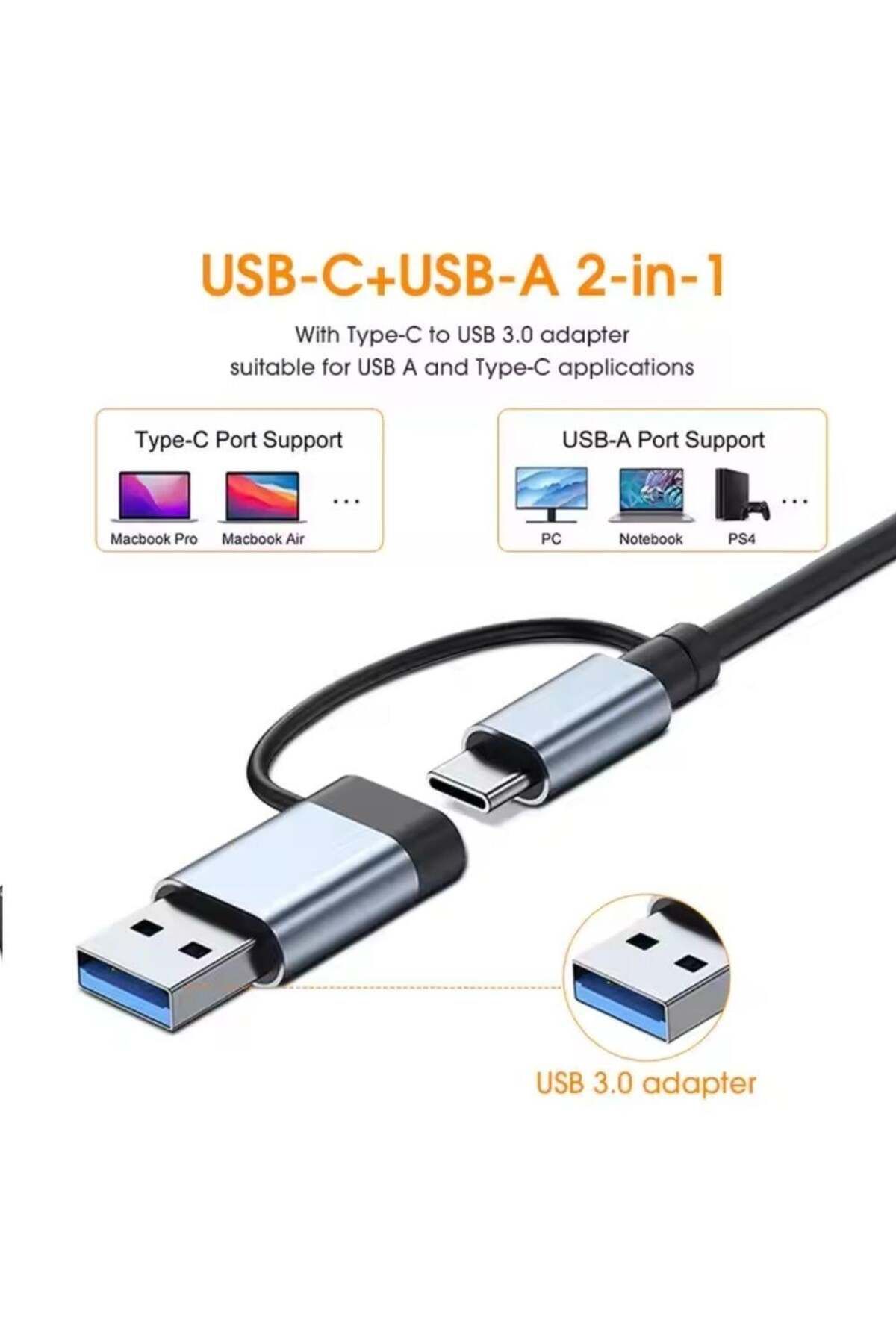 ACL FH28 USB-C Çoklayıcı 5xUSB-A 3.0 2xUSB-C Portlu USB-C + USB-A Girişli Adaptör