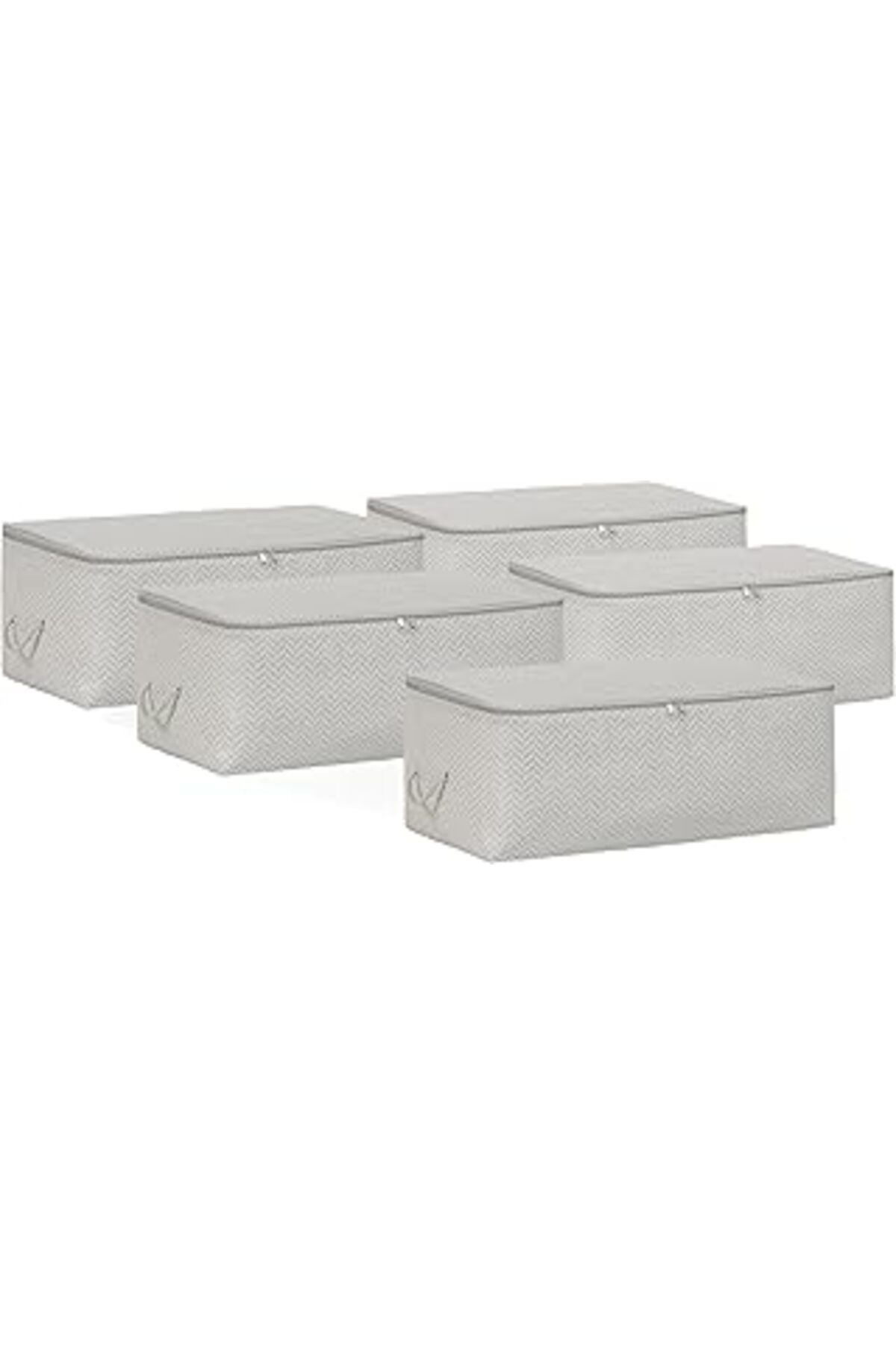 Qedii Home Textile 5'Li Orta Boy Gri Balıksırtı Hurç Set 52 X 28 X 21 Cm