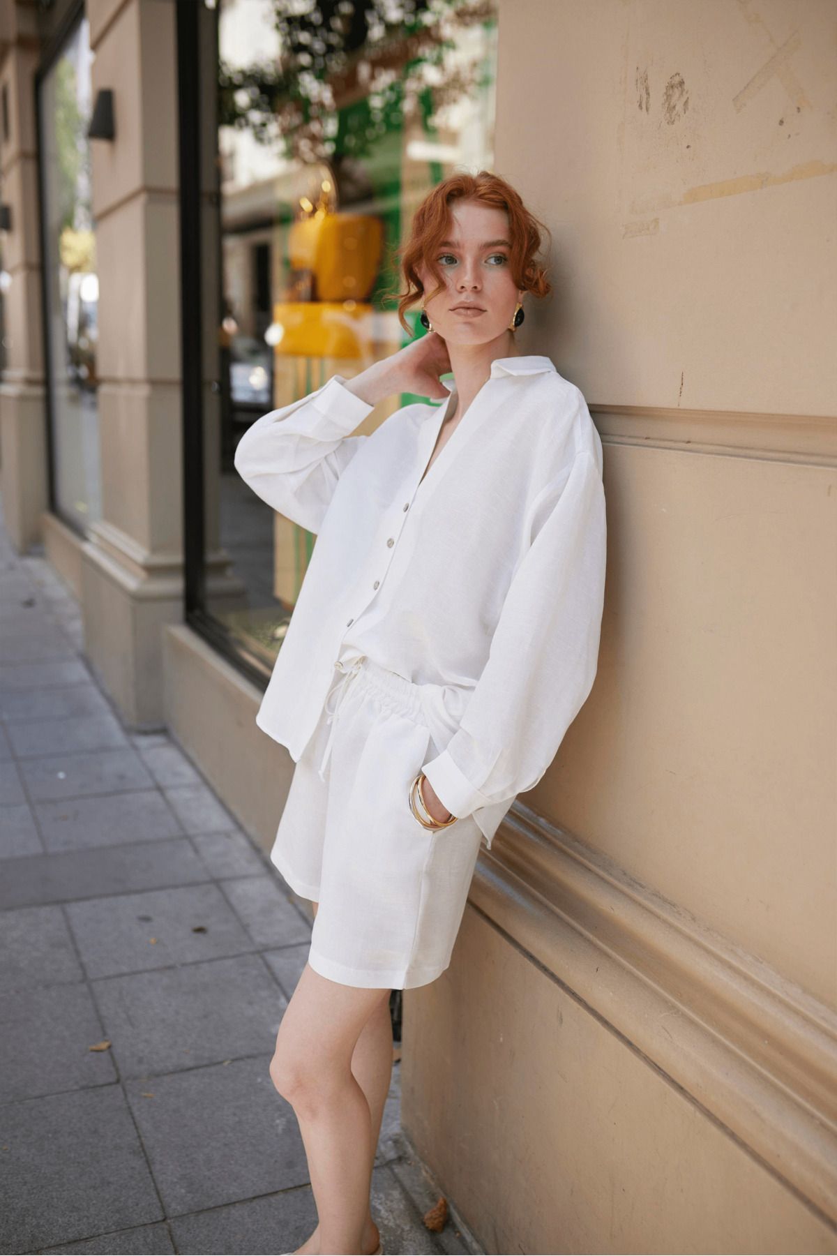 My Blog-White Lorita Shirt Shorts Set - 51178 3