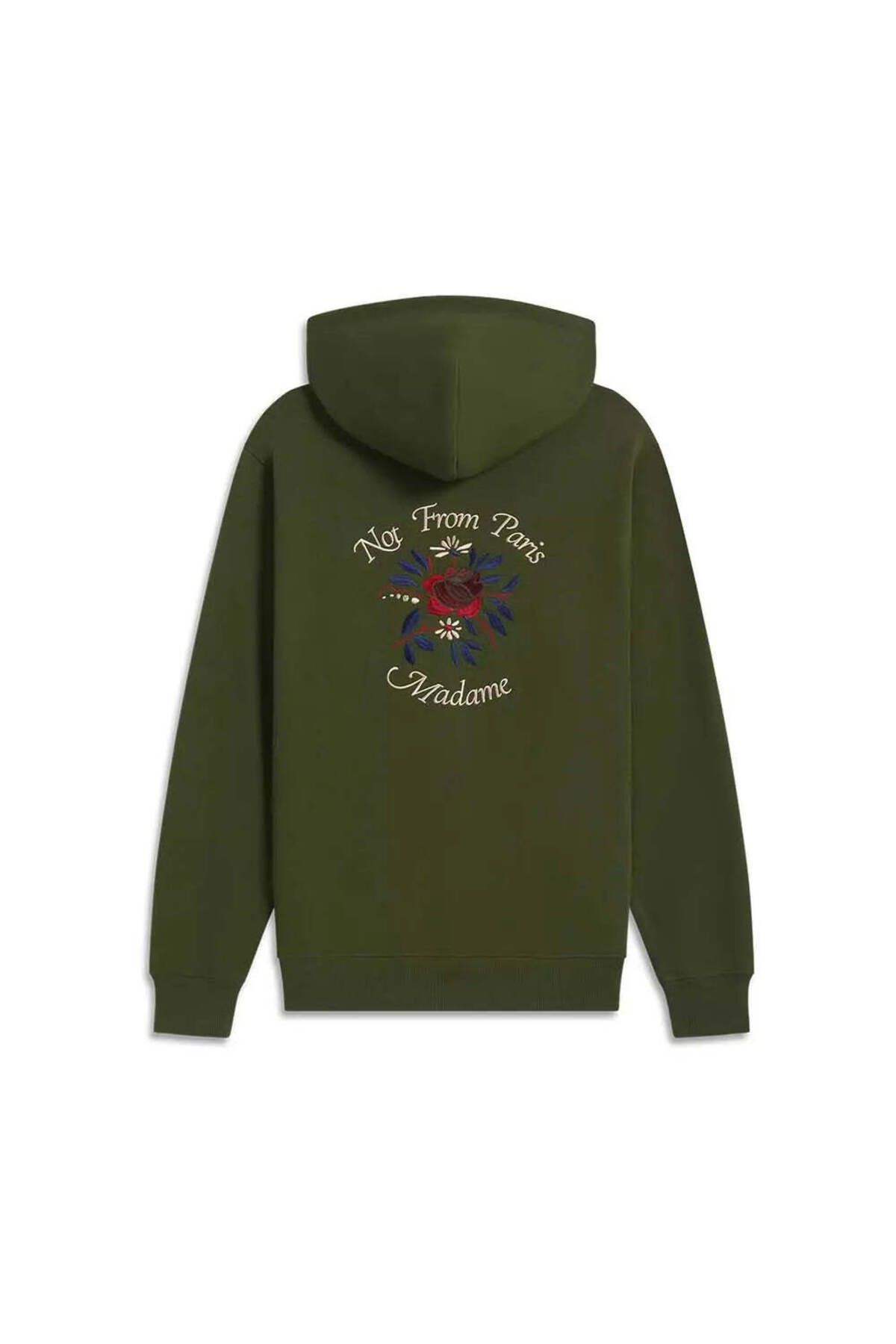 American Rag Cie 100% Pamuk Khaki Slogan Fleurs Hoodie - Şık ve Konforlu Oversized Tarzı
