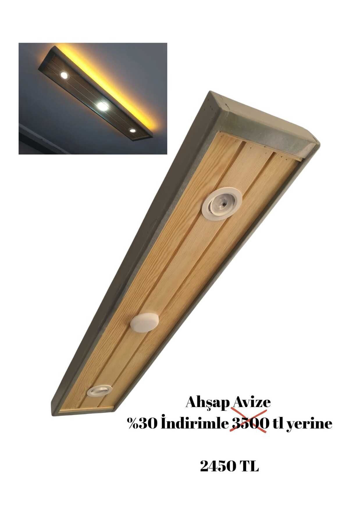 Tasarım Ahşap LED-SPOT panel aydınlatma, 25-30 cm gri çerçeveli ahşap tavan avize, 43 watt 3400 lümen