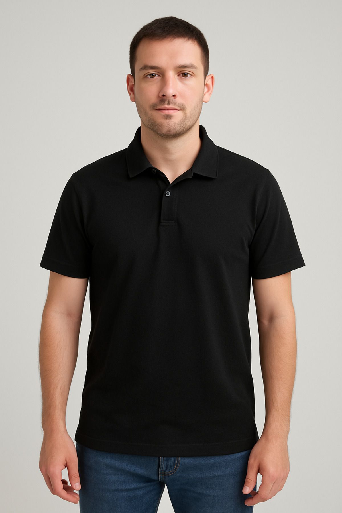 ZENTREND Polo yaka erkek siyah t-shirt
