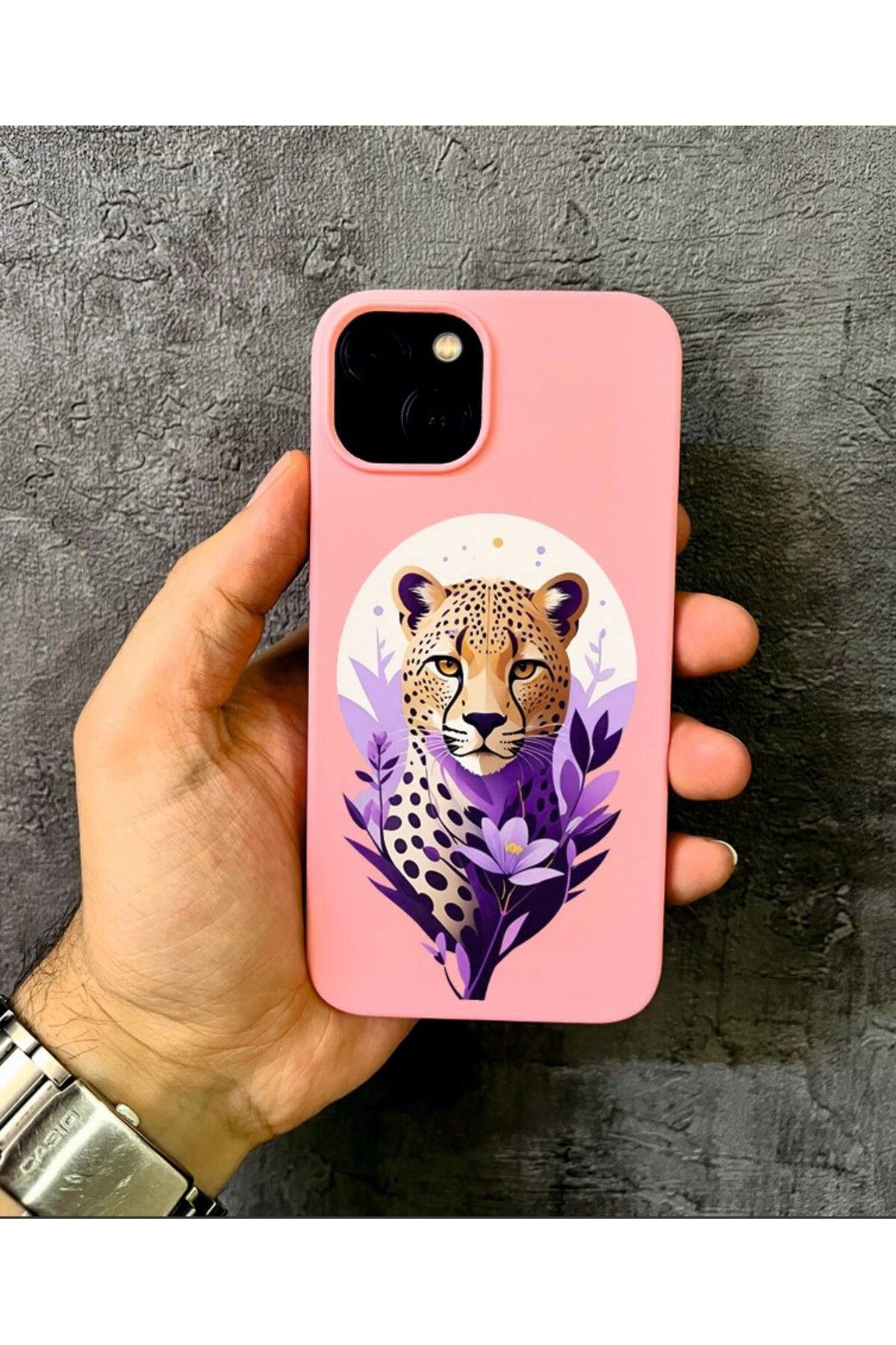 ALYACEPSTORE CASE İPHONE 13 Uyumlu Pembe Leopar Desenli Kılıf