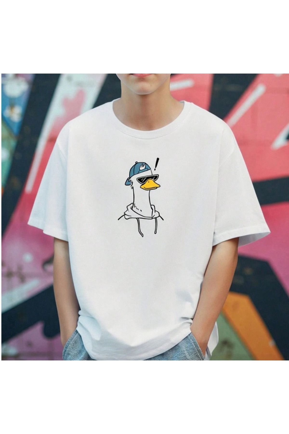 shidumanlar Unisex/Bay/Bayan Şapkalı Ördek Tasarım Baskılı