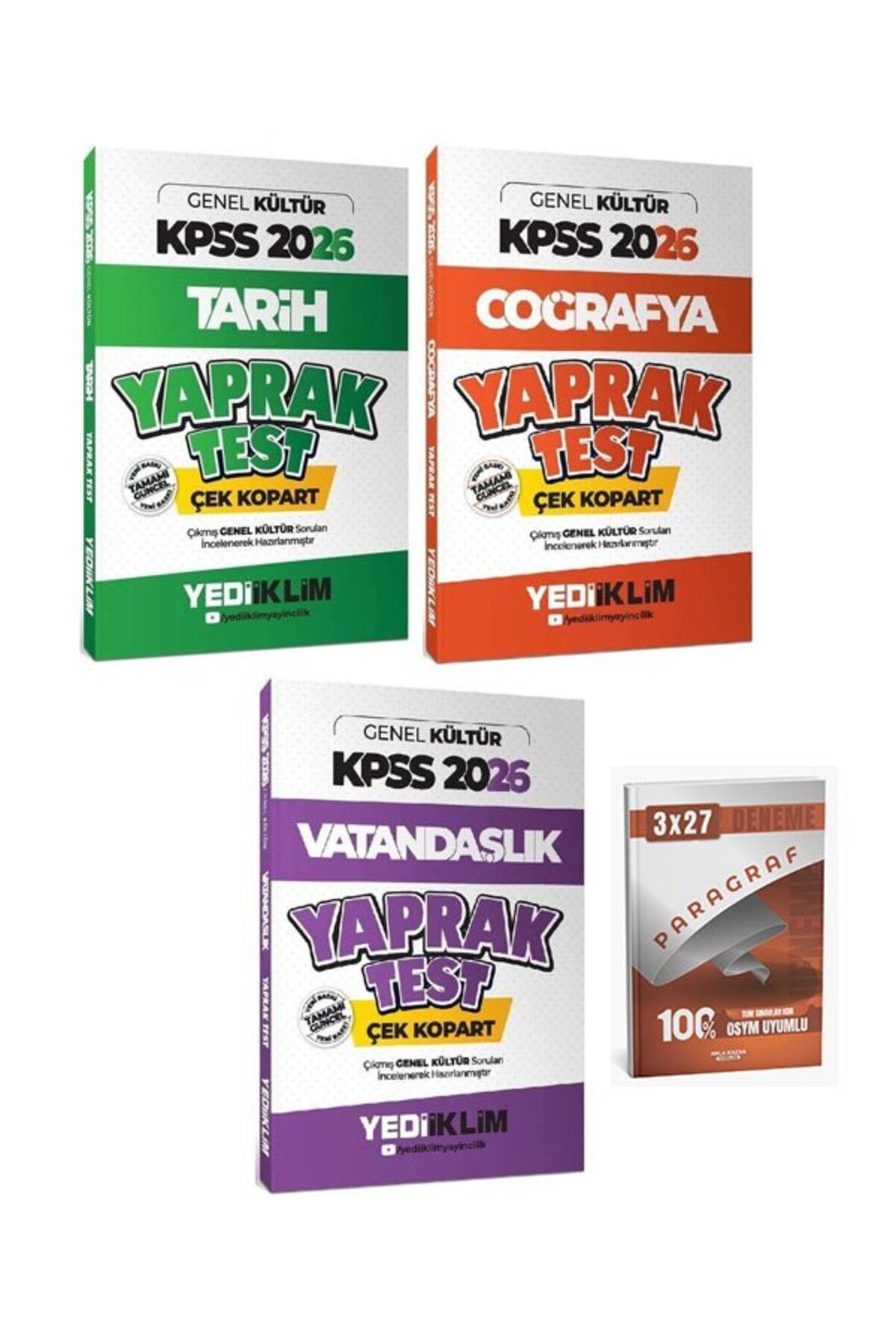Anla Kazan Yayınları Yediiklim 2026 KPSS Tarih + Coğrafya + Vatandaşlık Yaprak Test 3 lü Set+Anla Kazan Paragraf