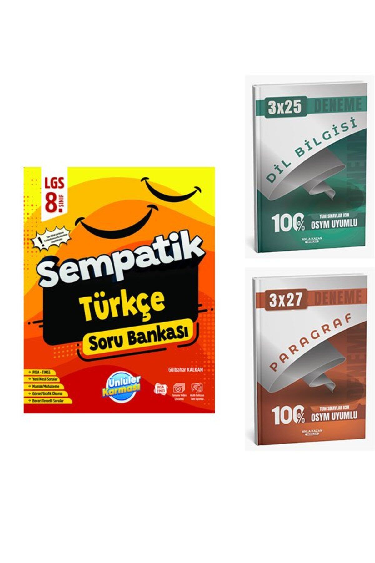 Anla Kazan Yayınları Ünlüller 2026 8.Sınıf Sempatik Türkçe Soru Bankası+Anla Kazan Paragraf+Dilbilgisi