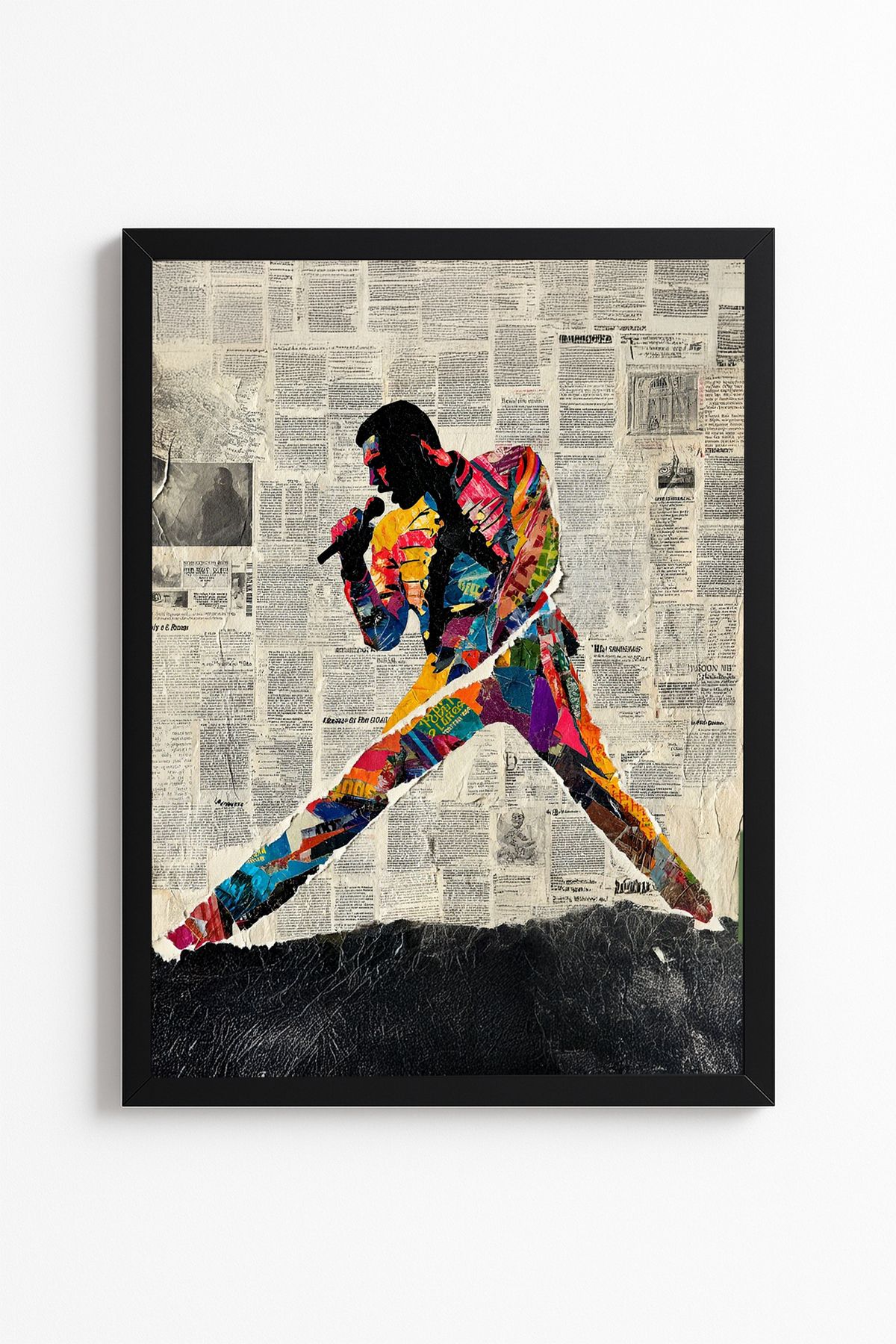 Patte Freddie Mercury Sanat Tablosu Gazete Detaylı - Kolaj Baskı - Çerçevesiz Duvar Sanatı Kaliteli Poster
