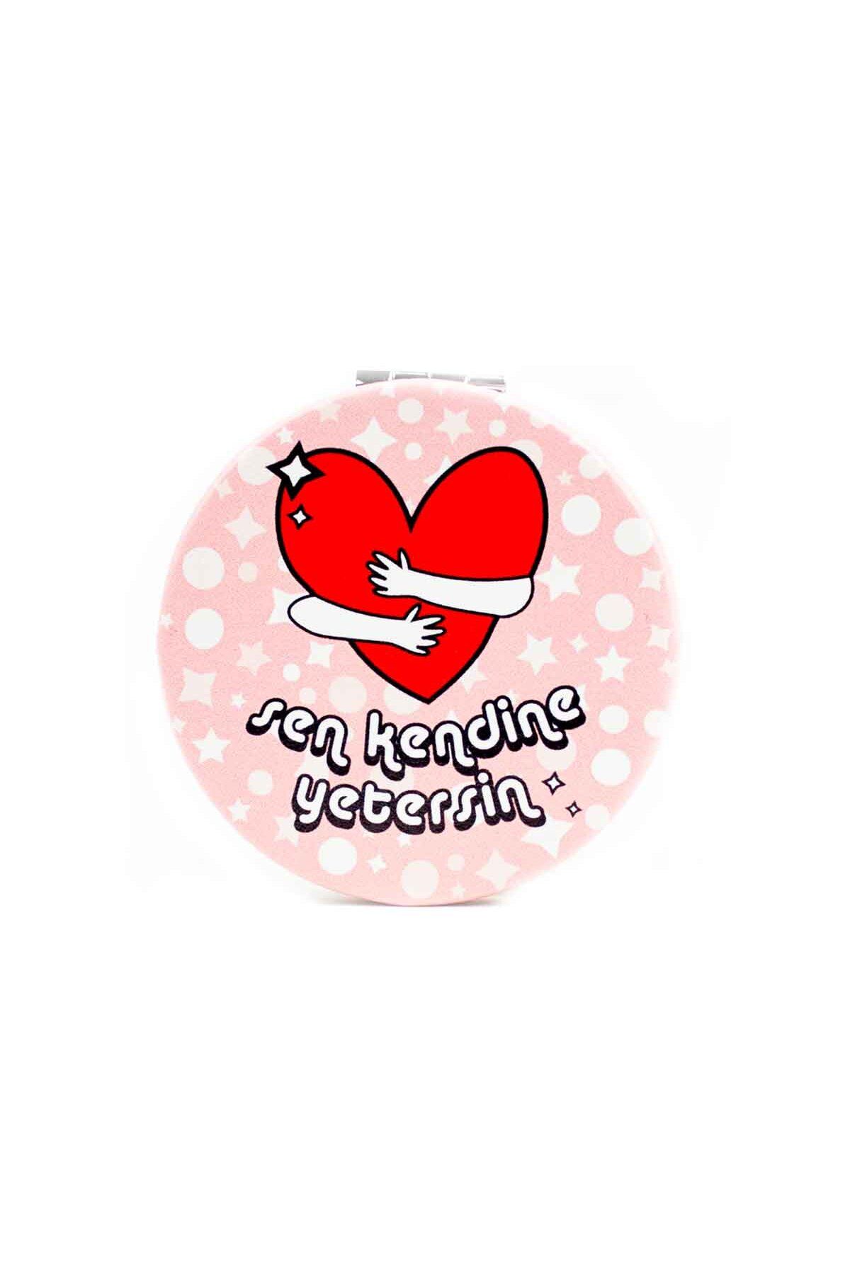 PALTO TASARIM Sen Kendine Yetersin! Cep Çanta Makyaj Aynası - Kompakt Cep Aynası