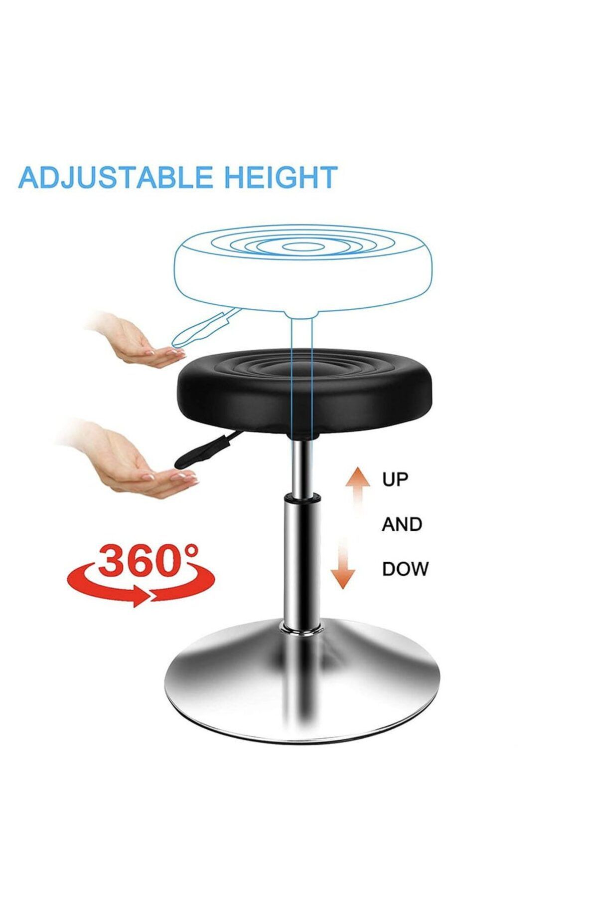 Quasar & Co.-Set 2 scaune tip taburet bucatarie/bar, rotative, reglabile pe inaltime, piele ecologica, negru 2