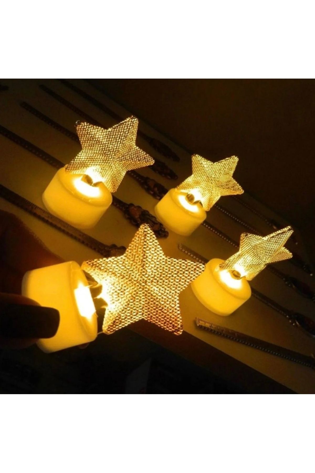 GümüşAVM Led Işıklı Mini Metal Yıldız (12 Adet)
