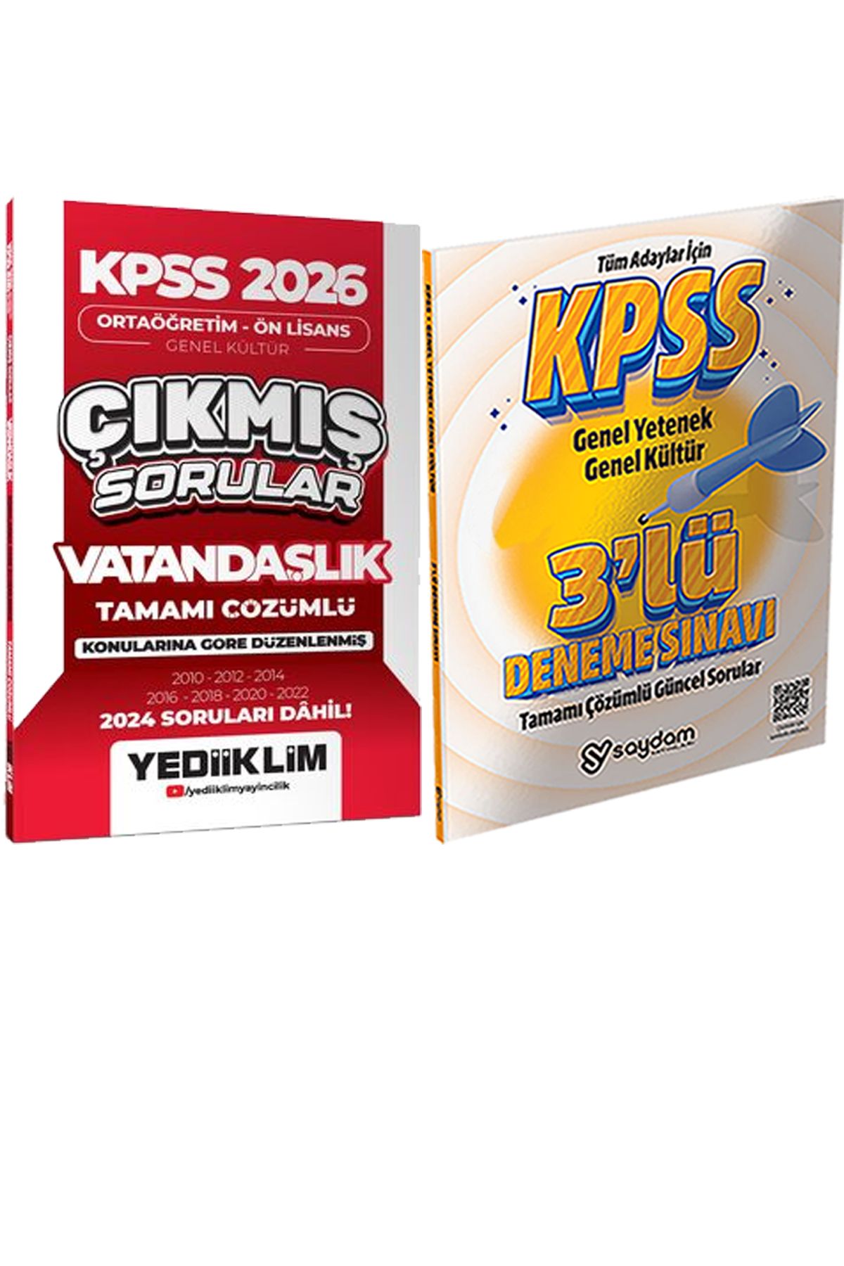 Yediiklim Yayınları 2026 KPSS Ortaöğretim Ön Lisans Genel Kültür Vatandaşlık Çözümlü Çıkmış Sorular + 3lü Deneme Hediye
