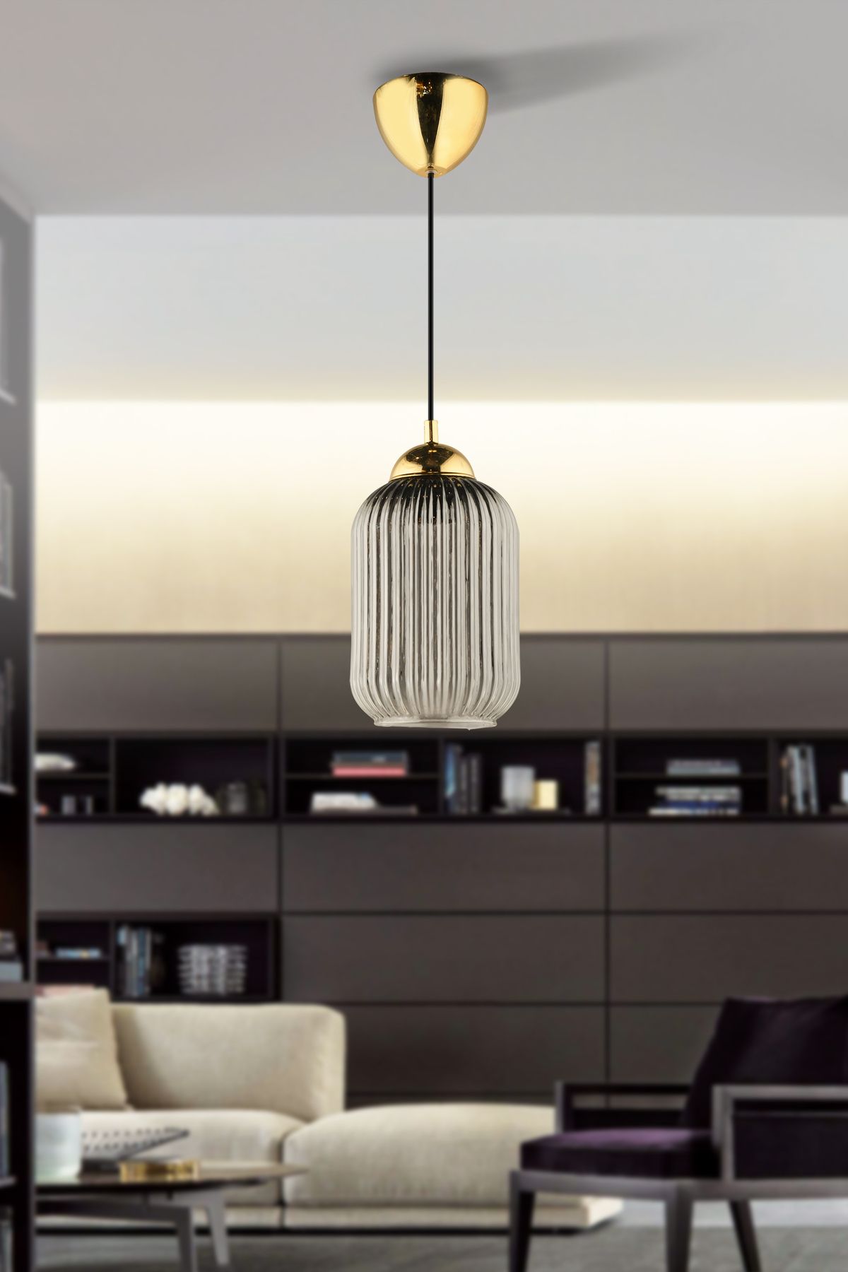 NisaLuce Nisa Luce Liva Camlı Tekli Avize- Fümel cam