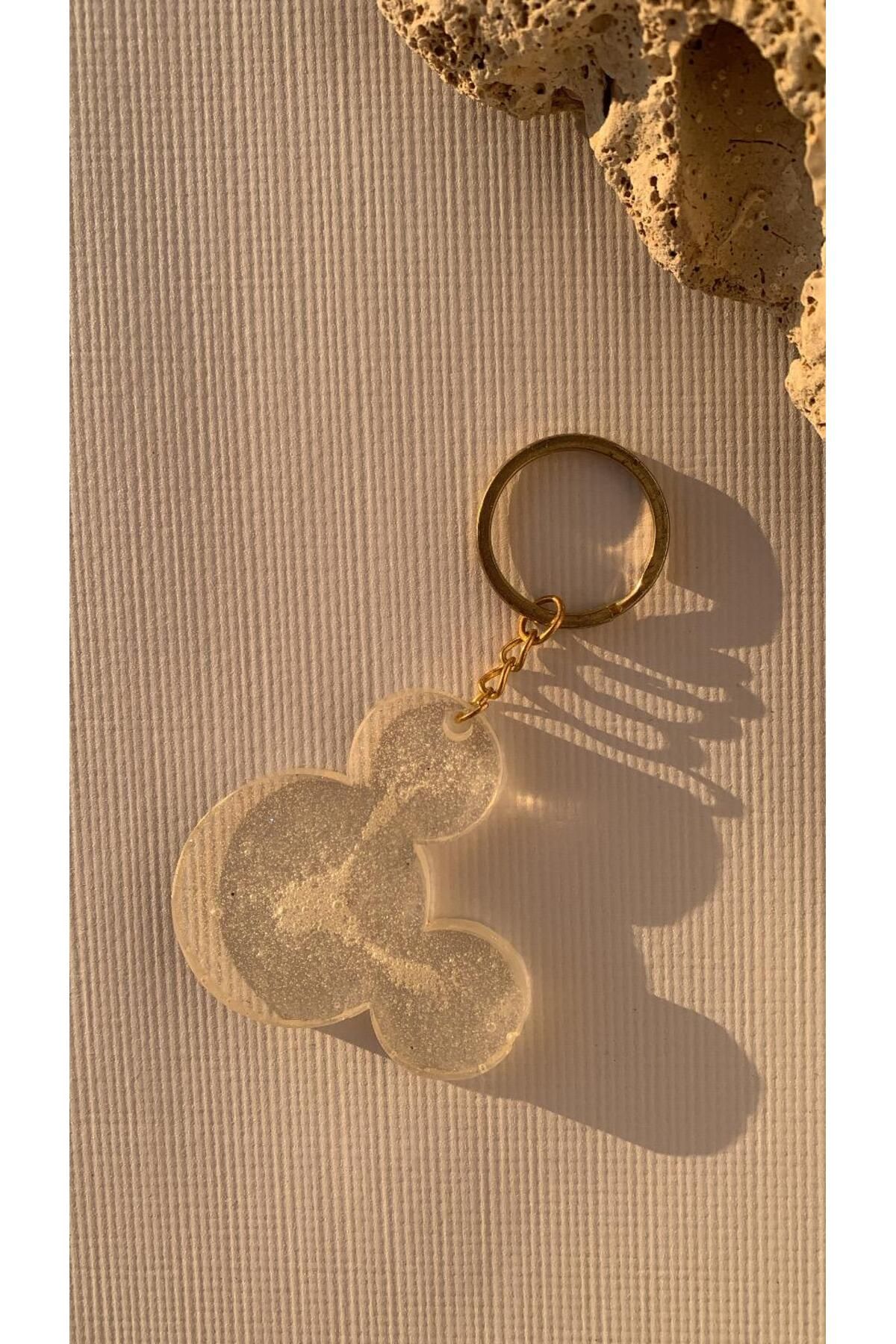 MISS GOLDEN Şeffaf Renk Ve Simli Mickey Mouse Anahtarlık Gold Aksesuarlı El Yapımı Epoksi Hediyelik