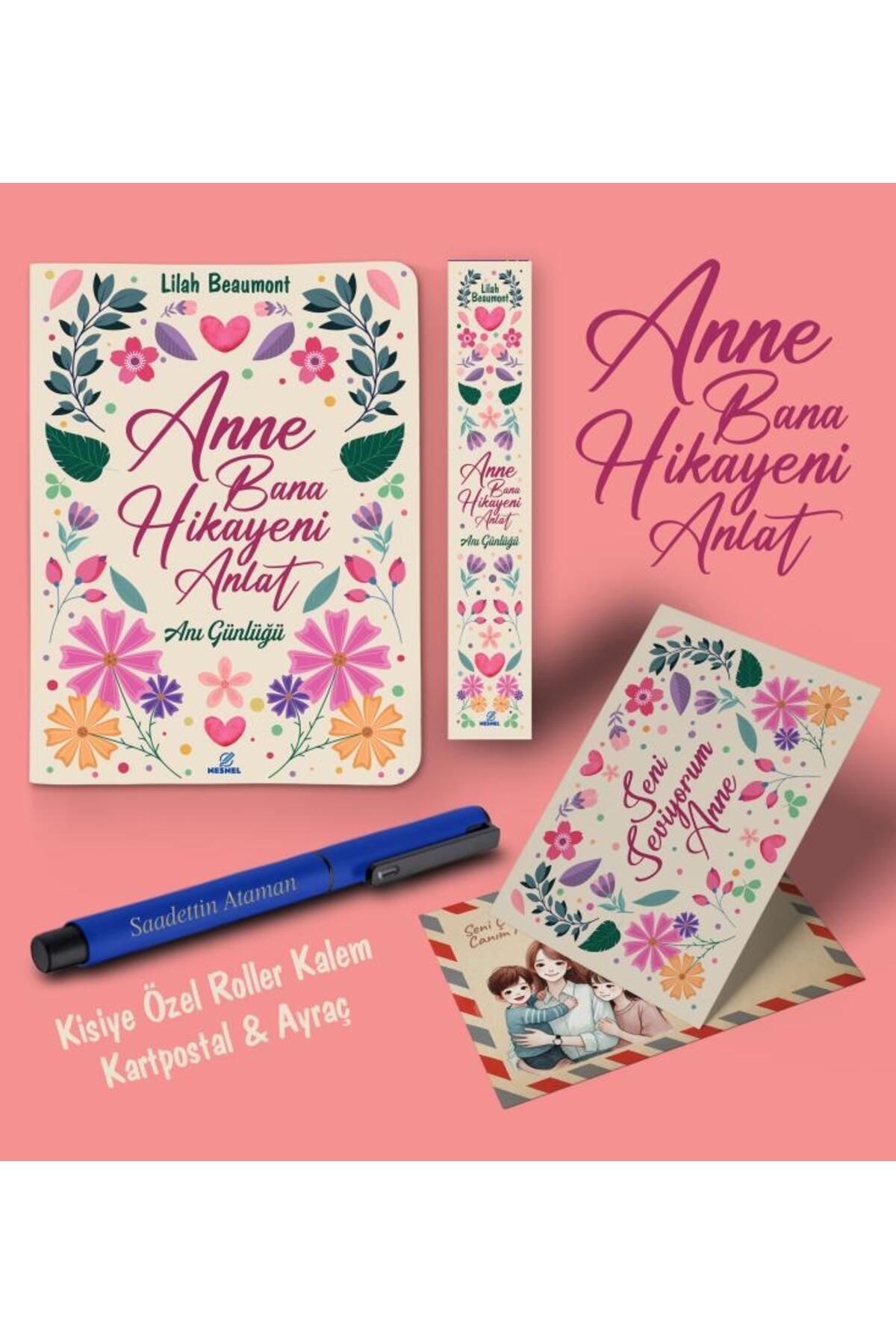 nesnel yayınlar Kişiye Özel Anne Bana Hikayeni Anlat Ayraç Kartpostal Kalem - Lacivert