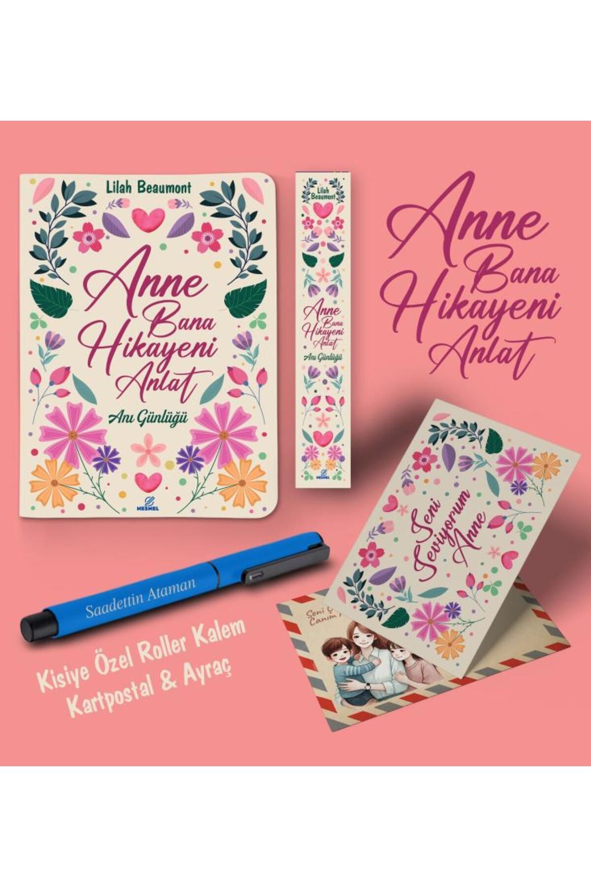 nesnel yayınlar Kişiye Özel Anne Bana Hikayeni Anlat Ayraç Kartpostal Kalem - Mavi