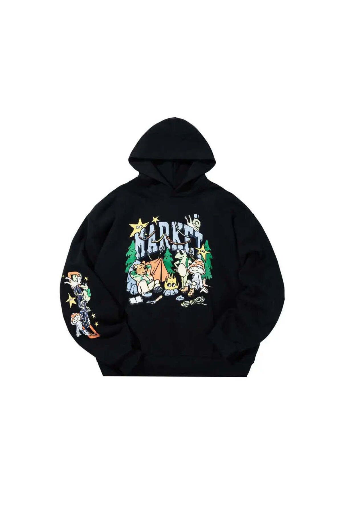 American Rag Cie Backcountry Buds Hoodie - %100 Pamuk, Siyah, Makinede Yıkanabilir Konfor