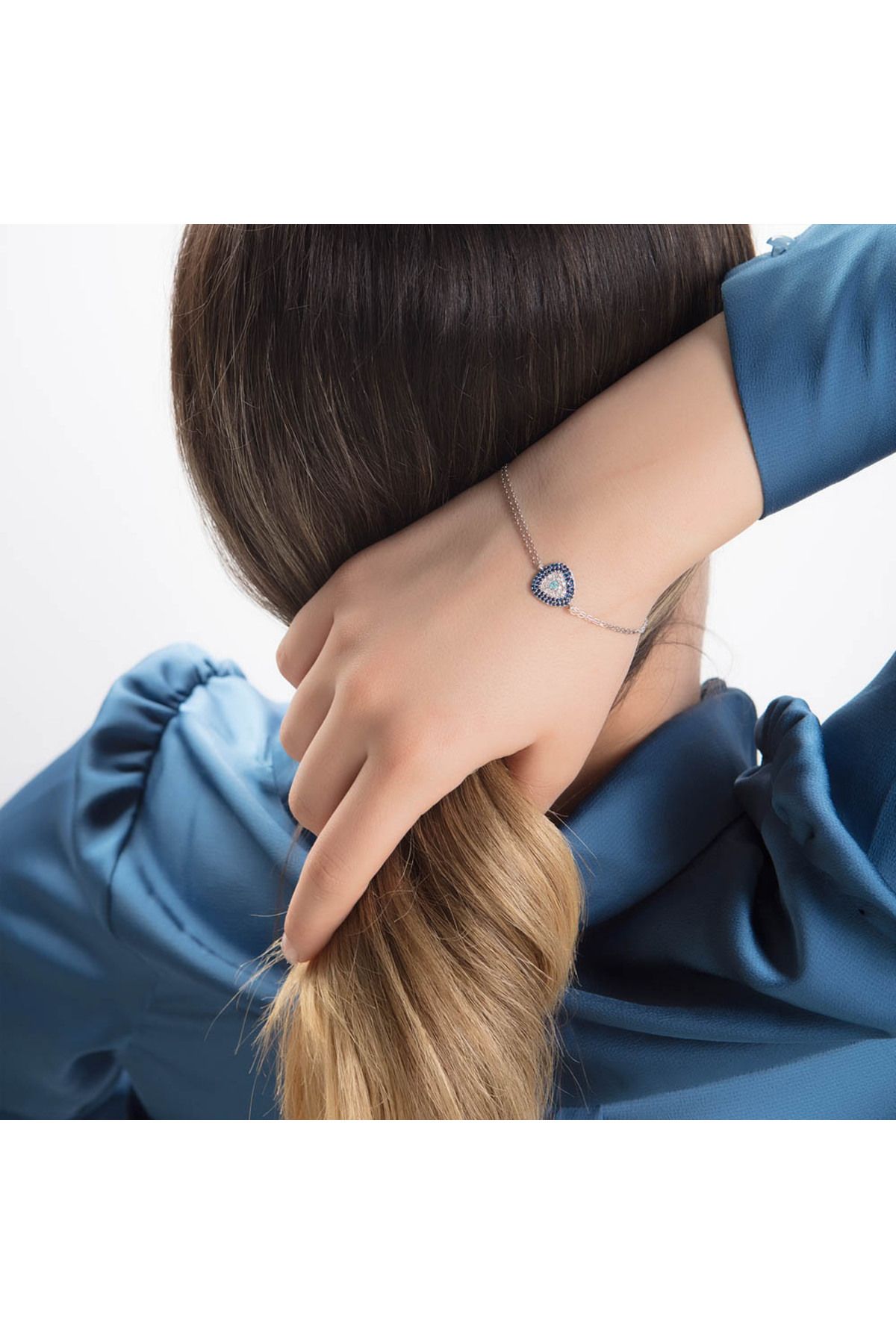 Tayan Jewellery Nazar Boncuklu Üçgen 925 Ayar Gümüş Bileklik
