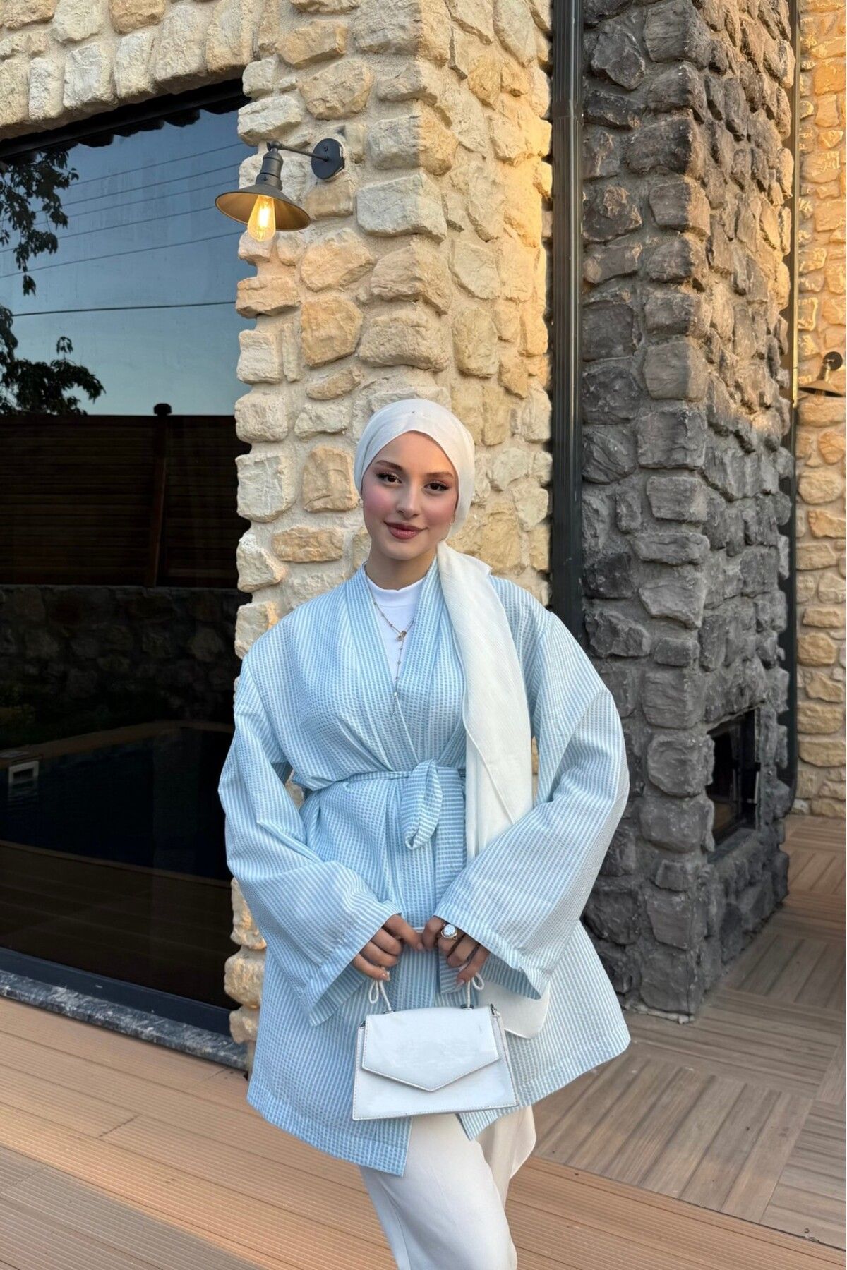 lurex moda Çizgili Kimono