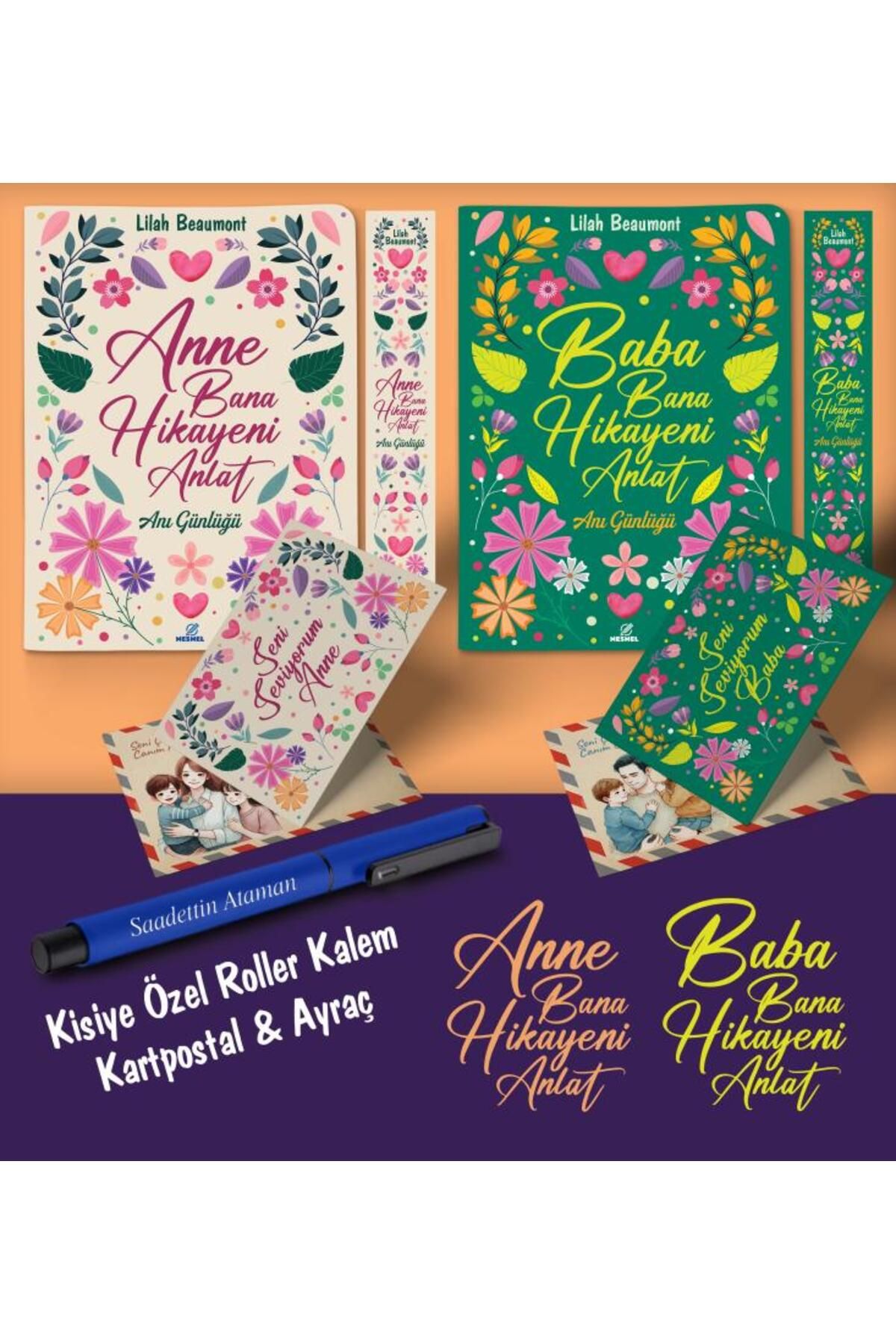 nesnel yayınlar Kişiye Özel Anne ve Baba Bana Hikayeni Anlat Ayraç Kartpostal Kalem - Lacivert