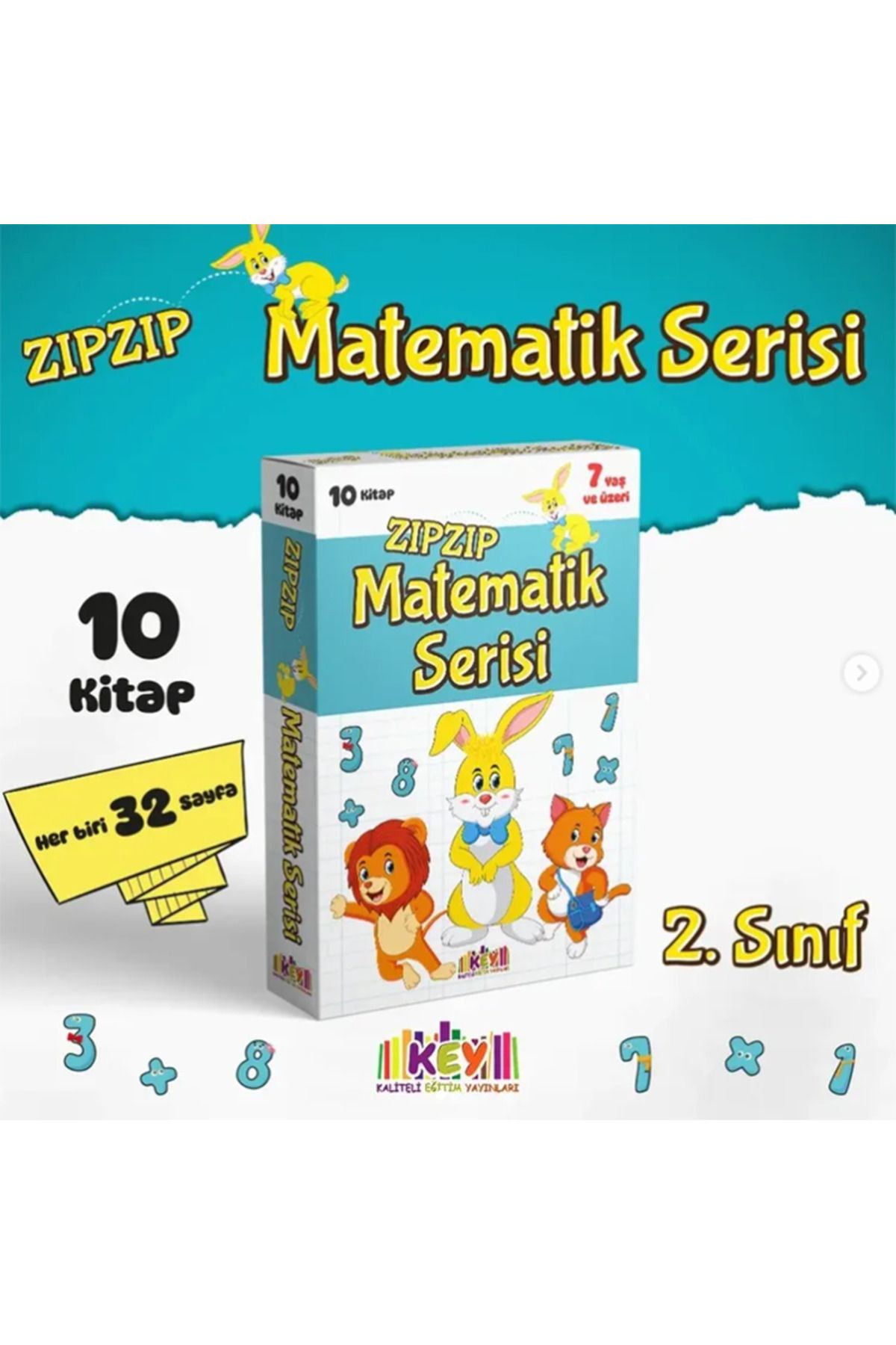 3K YAYIN Kaliteli Eğitim Yayınları (KEY) ZIPZIP MATEMATİK SERİSİ 10 Hikaye Kitabı 7 Yaş+ 2.SINIF 3.SINIF