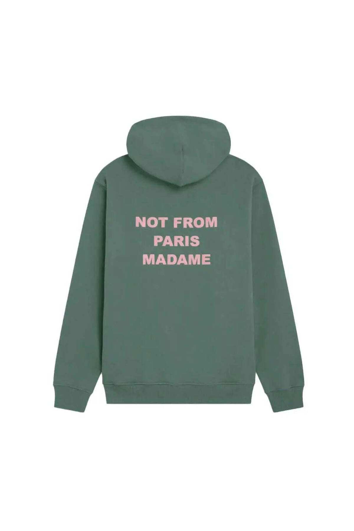 American Rag Cie Not from Paris Madame Sloganlı Koyu Yeşil %100 Pamuk Hoodie | Şık ve Rahat