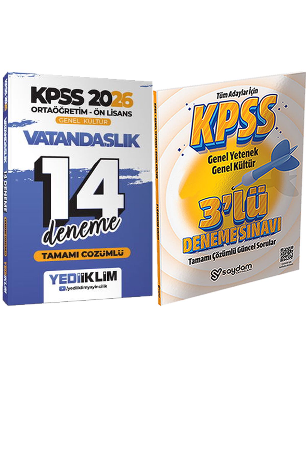 Yediiklim Yayınları 2026 KPSS Ortaöğretim Ön Lisans Genel Kültür Vatandaşlık Çözümlü 14 Deneme + 3lü Deneme Hediye