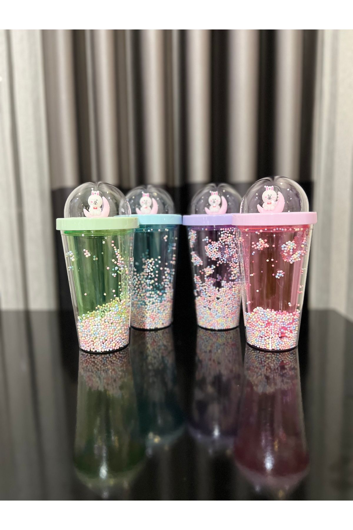 Hediye Bardaklar Işıklı Pipetli Eğlenceli Bardak