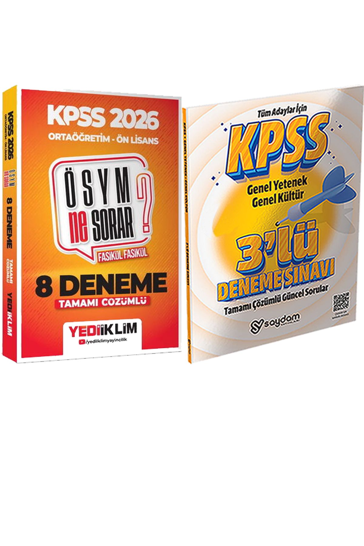Yediiklim Yayınları 2026 KPSS ÖSYM NE SORAR Ortaöğretim Ön Lisans Çözümlü Fasikül 8 Deneme + 3lü Deneme Hediye
