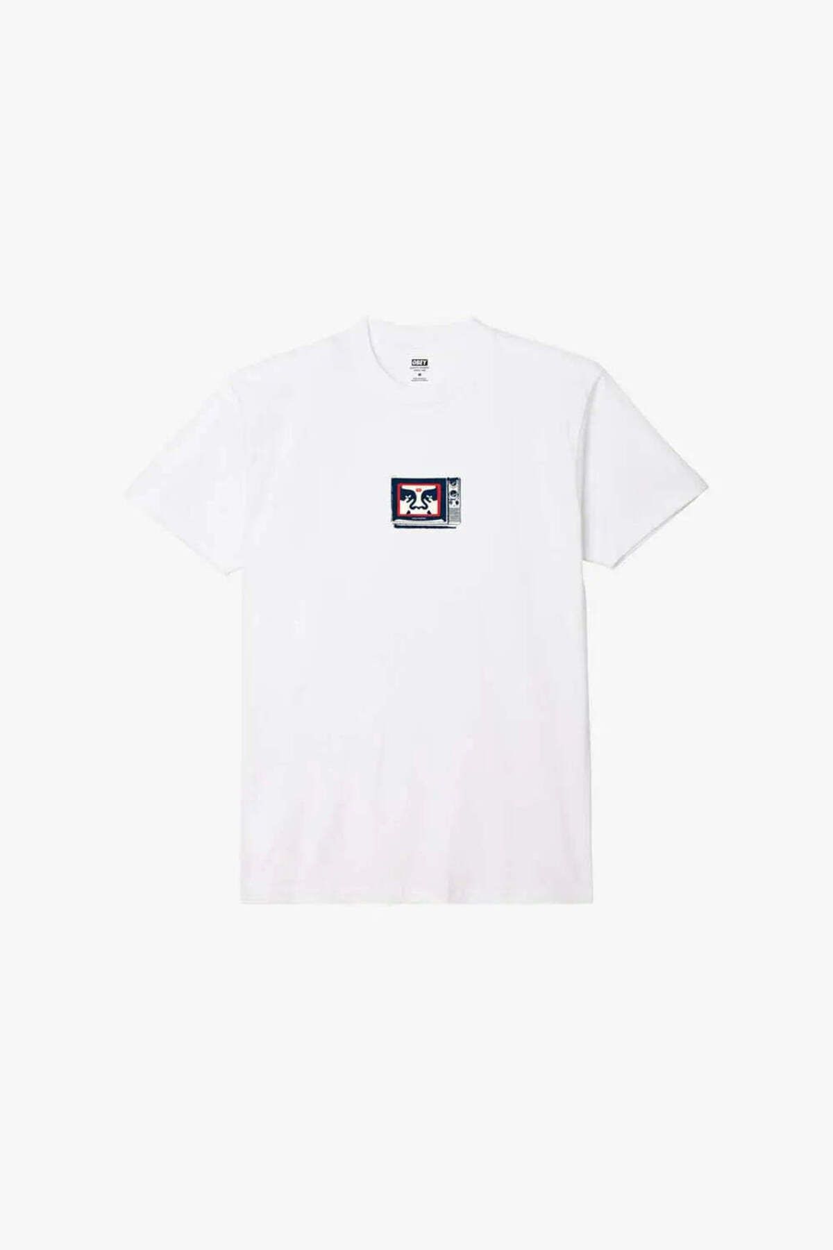 American Rag Cie Obey TV Tee - %100 Pamuklu Klasik Tişört, Ön ve Arka Baskılı, Rahat Kesim