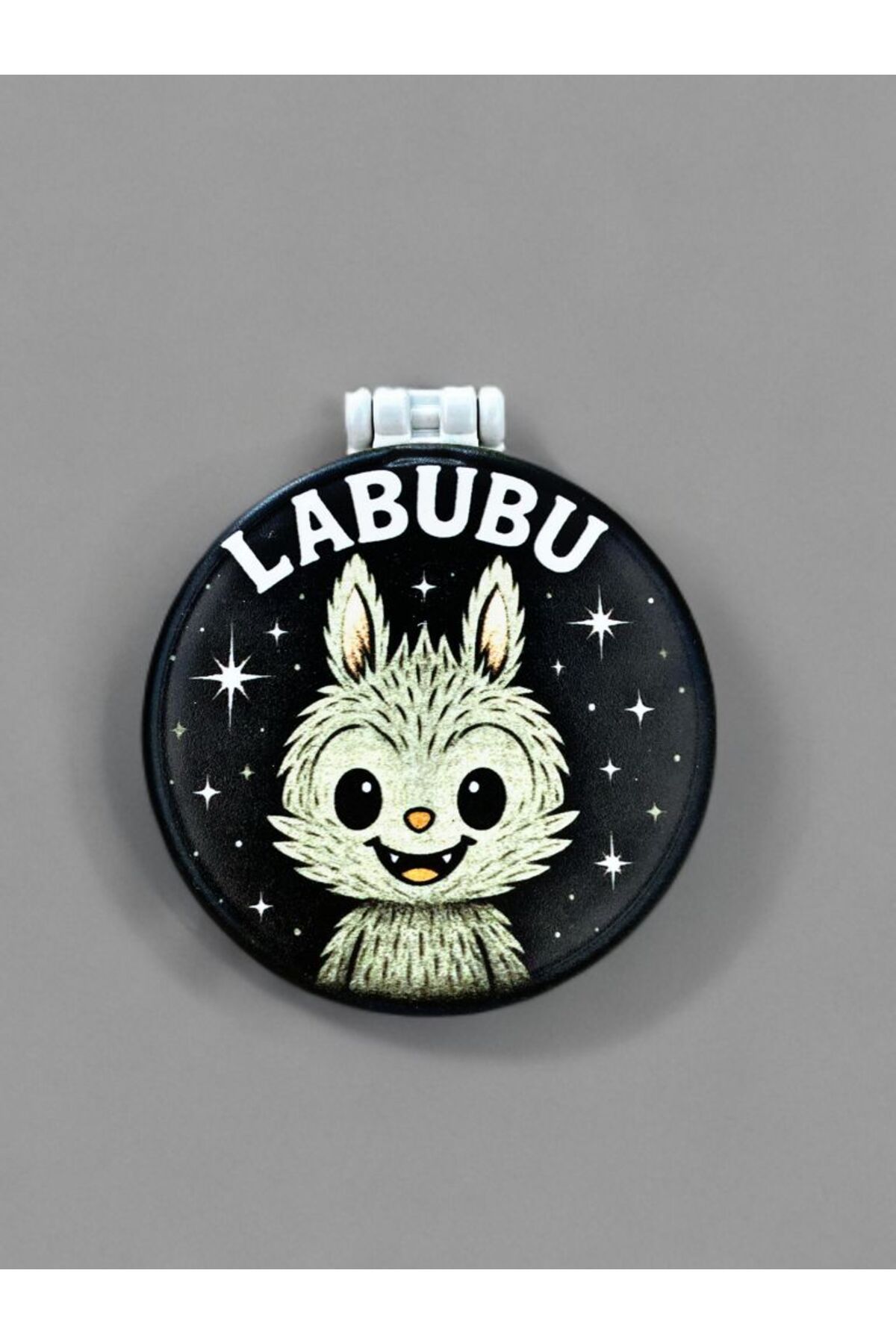 Home LABUBU temalı Plastik El Aynası. Çap: 9cm. Çift Taraflı